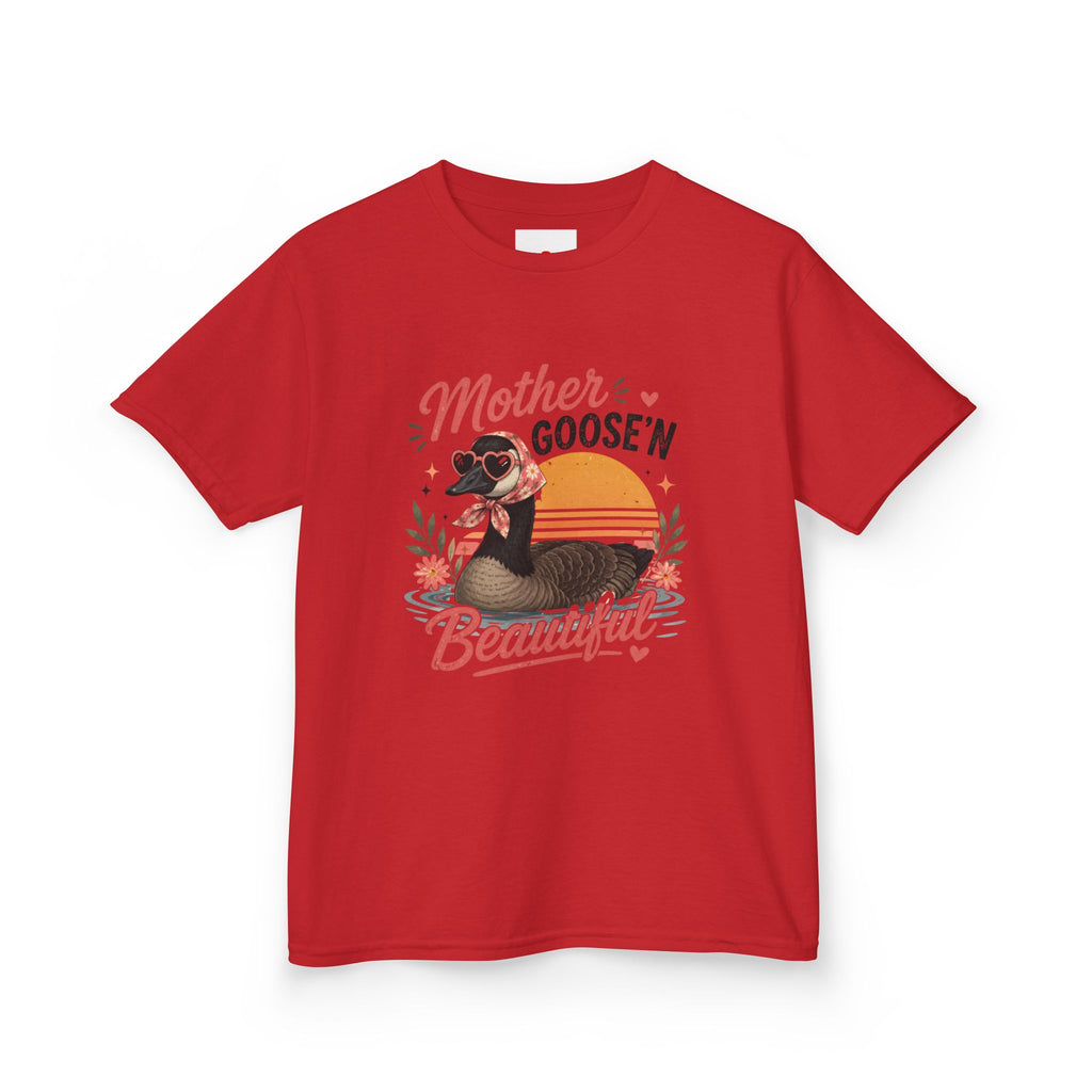 Kids Tee — "Mother Goose'n Beautiful" Cute Vintage Goose Graphic