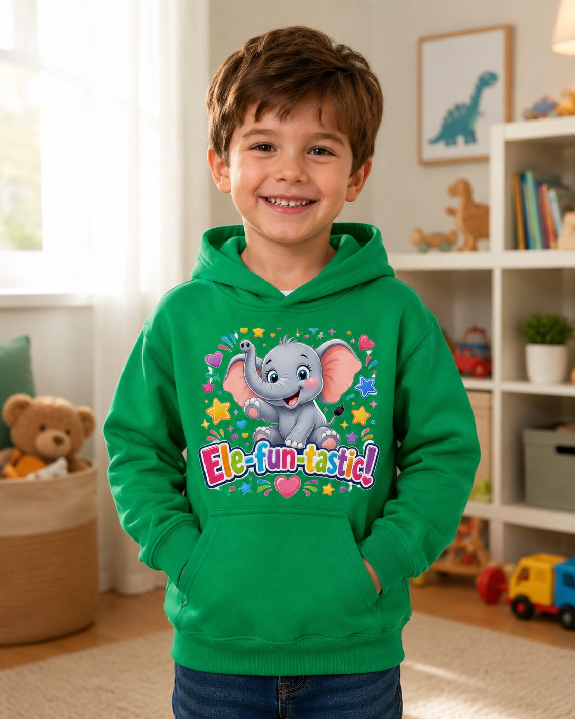 Ele-fun-tastic! Cute Elephant Kids Hoodie — Colorful Toddler Pullover