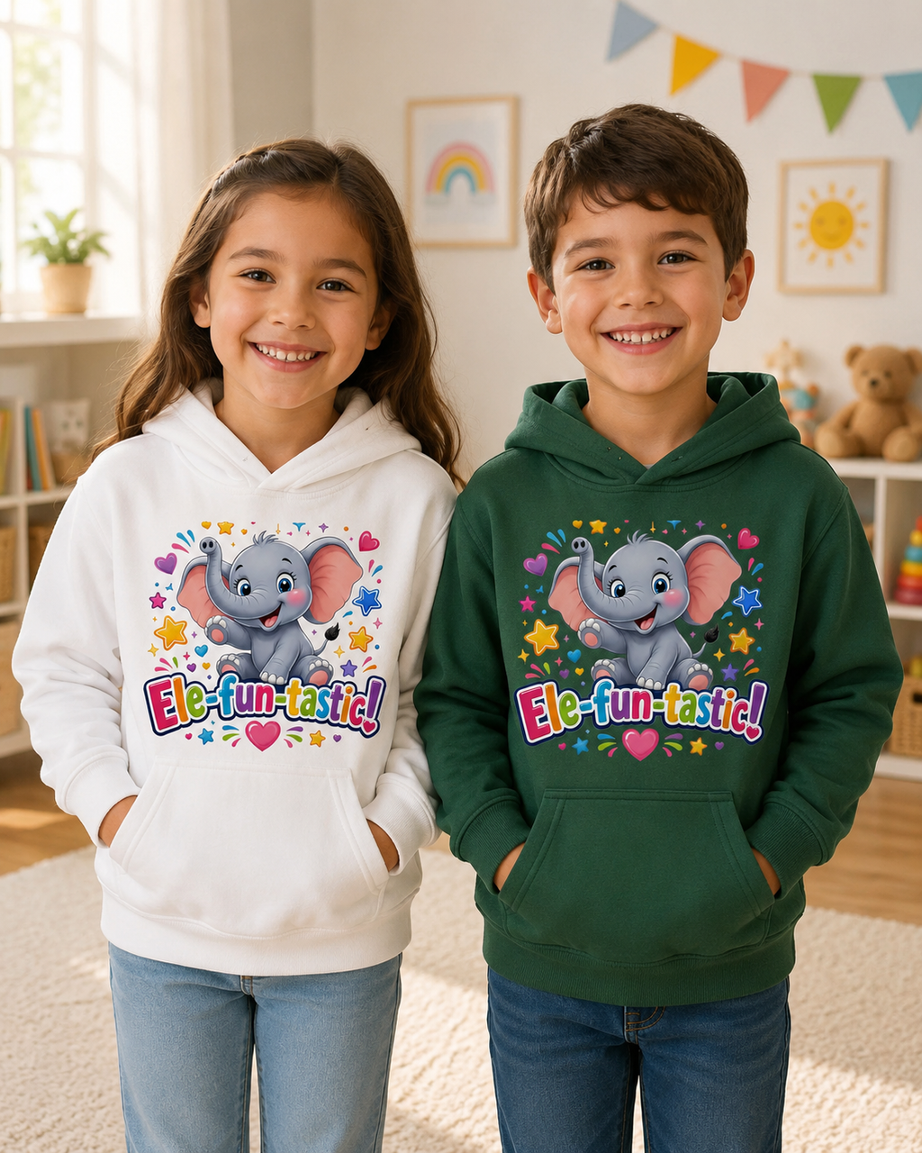 Ele-fun-tastic! Cute Elephant Kids Hoodie — Colorful Toddler Pullover