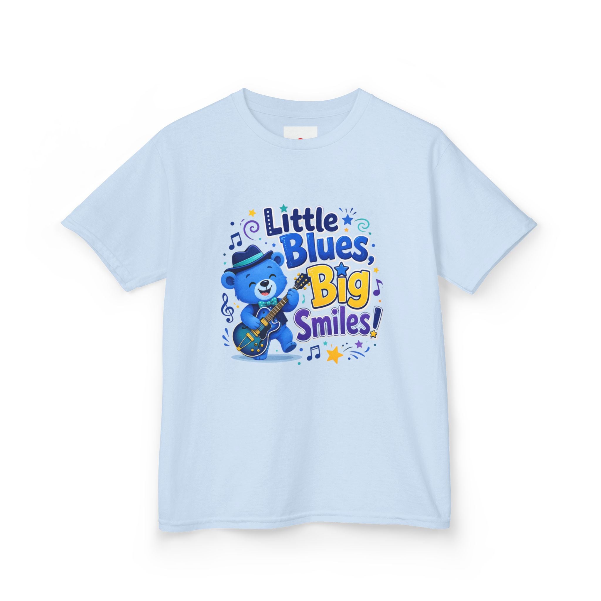 Kids Tee — "Little Blues, Big Smiles!" Guitar-Bear Graphic