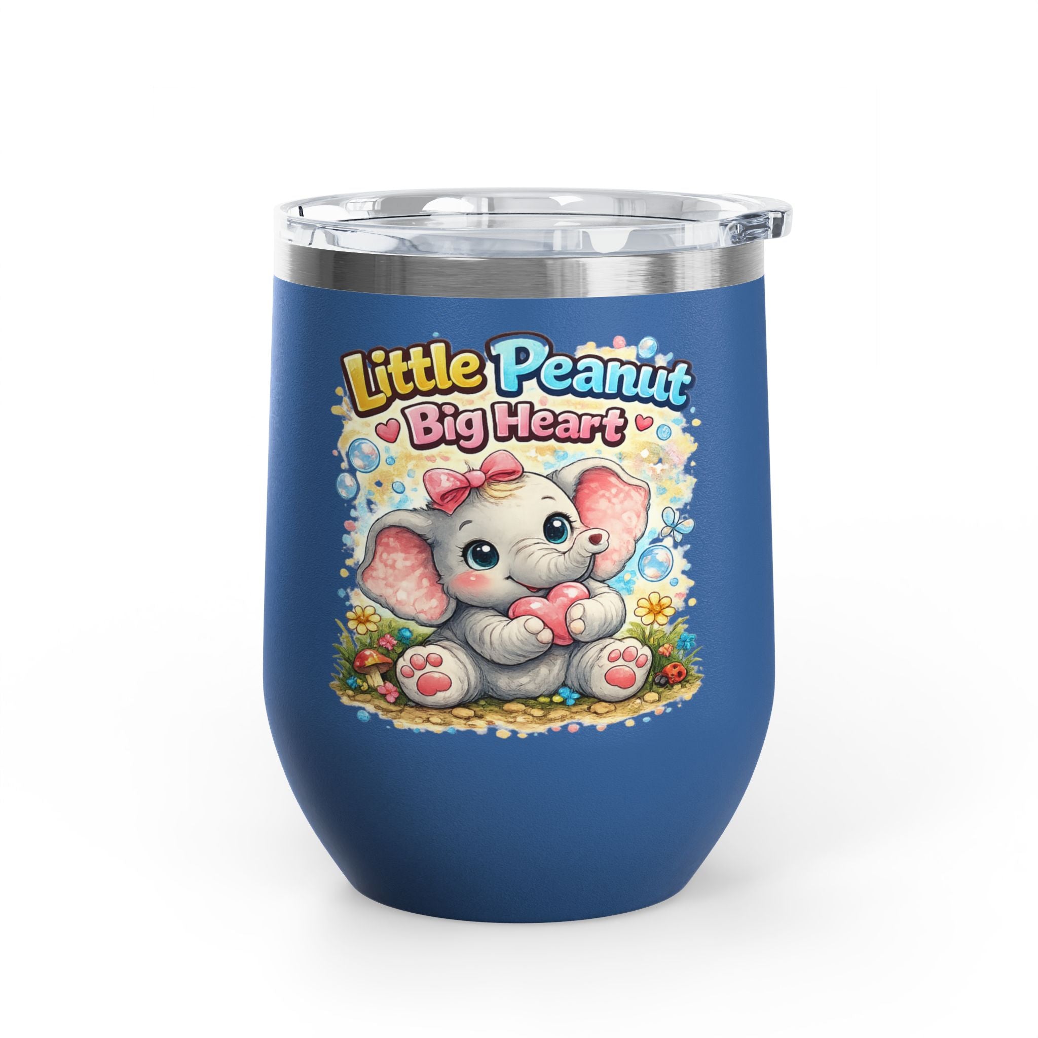 12oz Tumbler — 'Little Peanut Big Heart' Cute Baby Elephant Insulated Cup