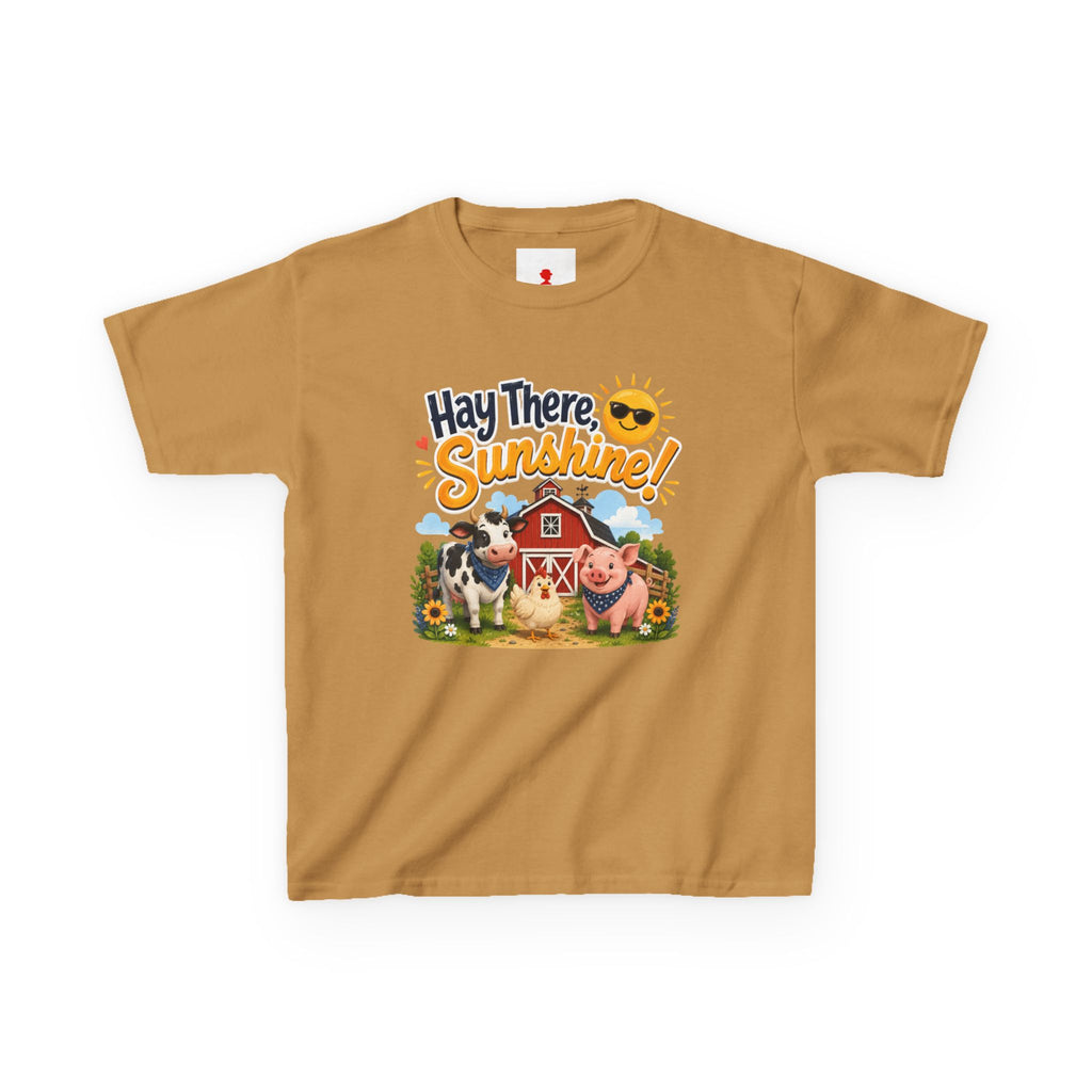 Kids Tee — "Hay There, Sunshine!" Farm Animal Graphic