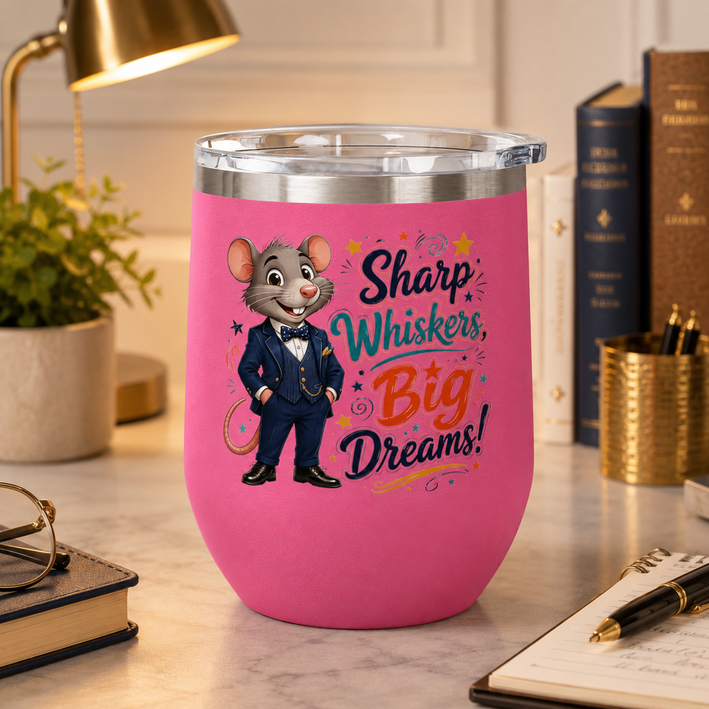 "Sharp Whiskers, Big Dreams" Mouse Design, 12oz Insulated