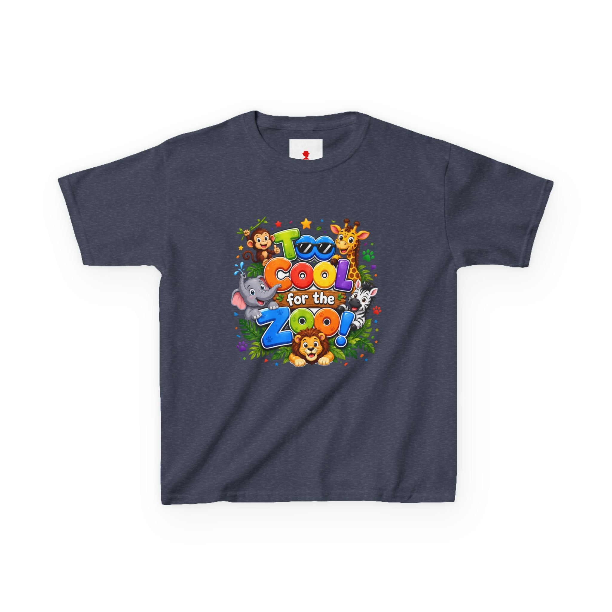 Kids Tee — "Too Cool for the Zoo" Colorful Animal Graphic