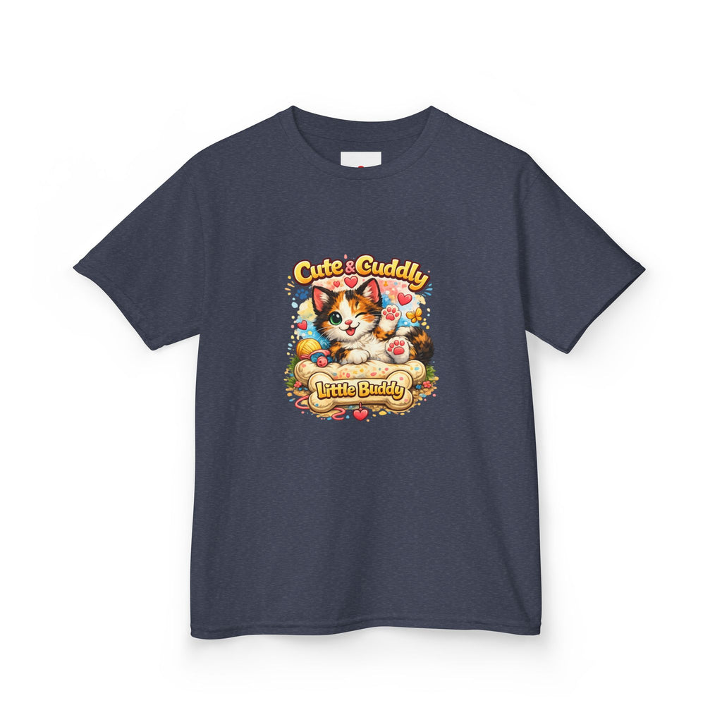 Kids T-Shirt — "Cute & Cuddly Little Buddy" Cat Graphic Tee