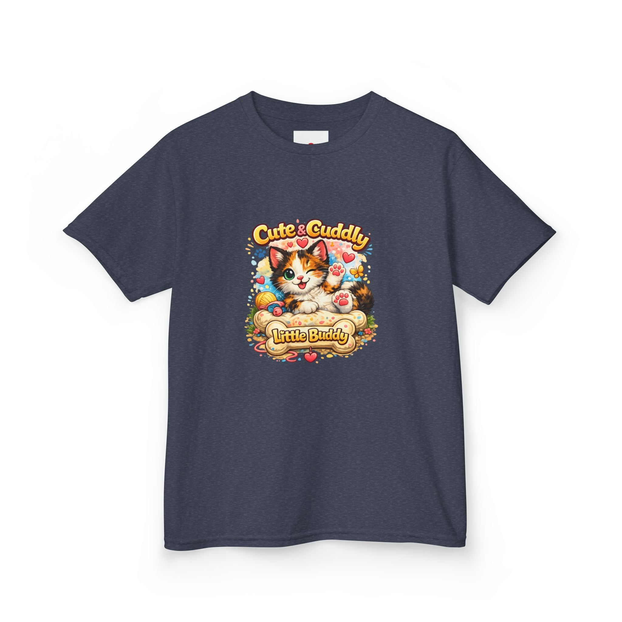 Kids T-Shirt — "Cute & Cuddly Little Buddy" Cat Graphic Tee
