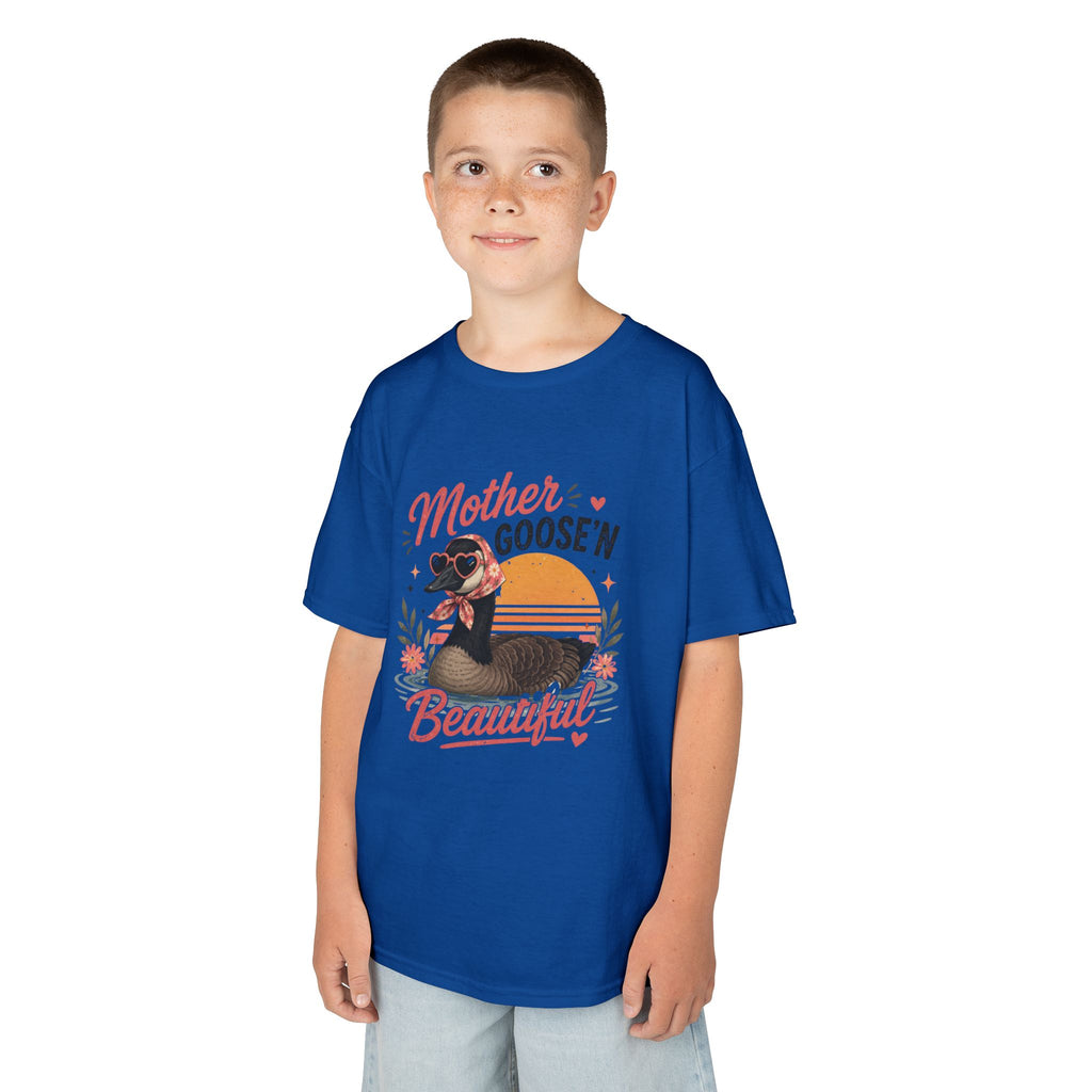 Kids Tee — "Mother Goose'n Beautiful" Cute Vintage Goose Graphic