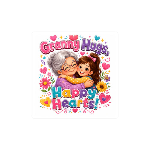 Granny Hugs Happy Hearts Vinyl Decal | Kiss-Cut Sticker