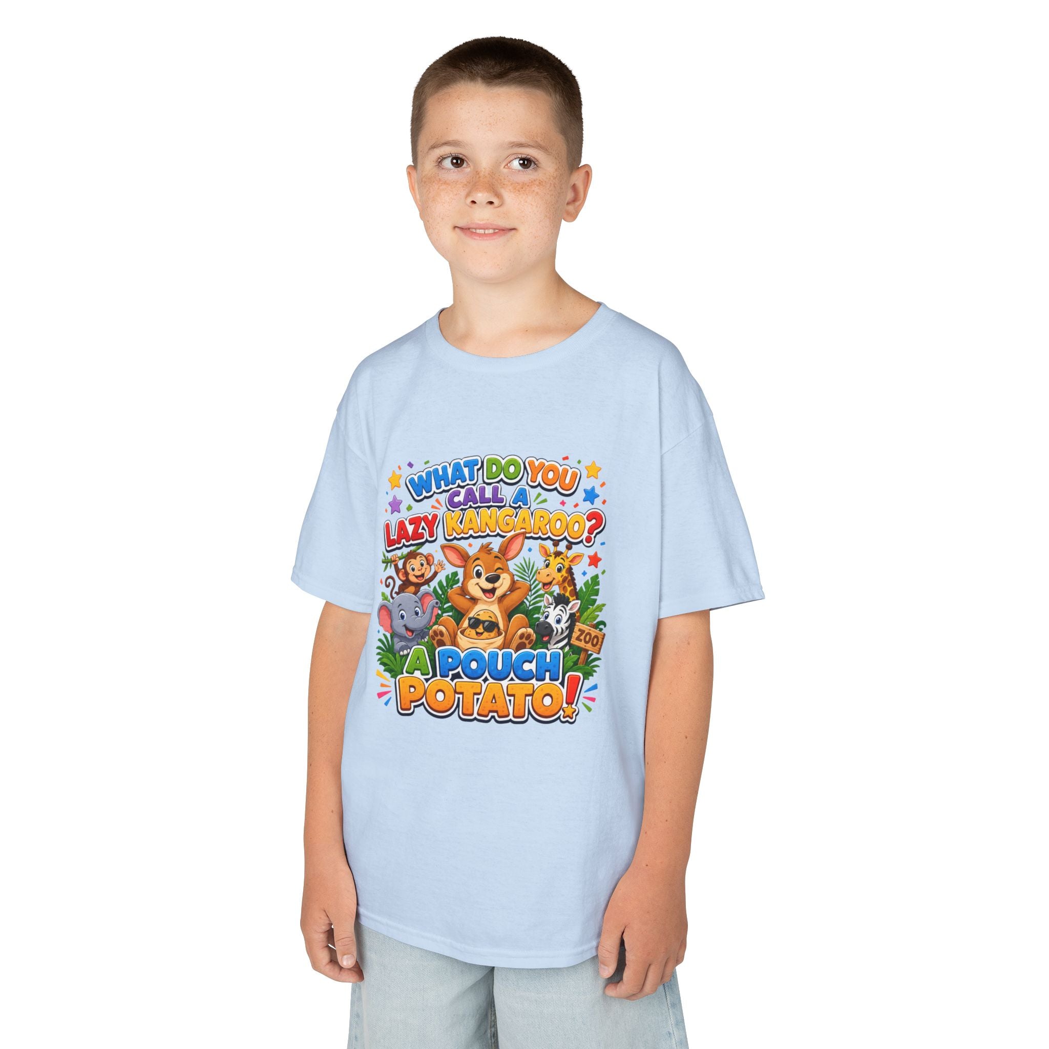 Lazy Kangaroo Pouch Potato Kids T-Shirt | Cute Animal Nursery Tee