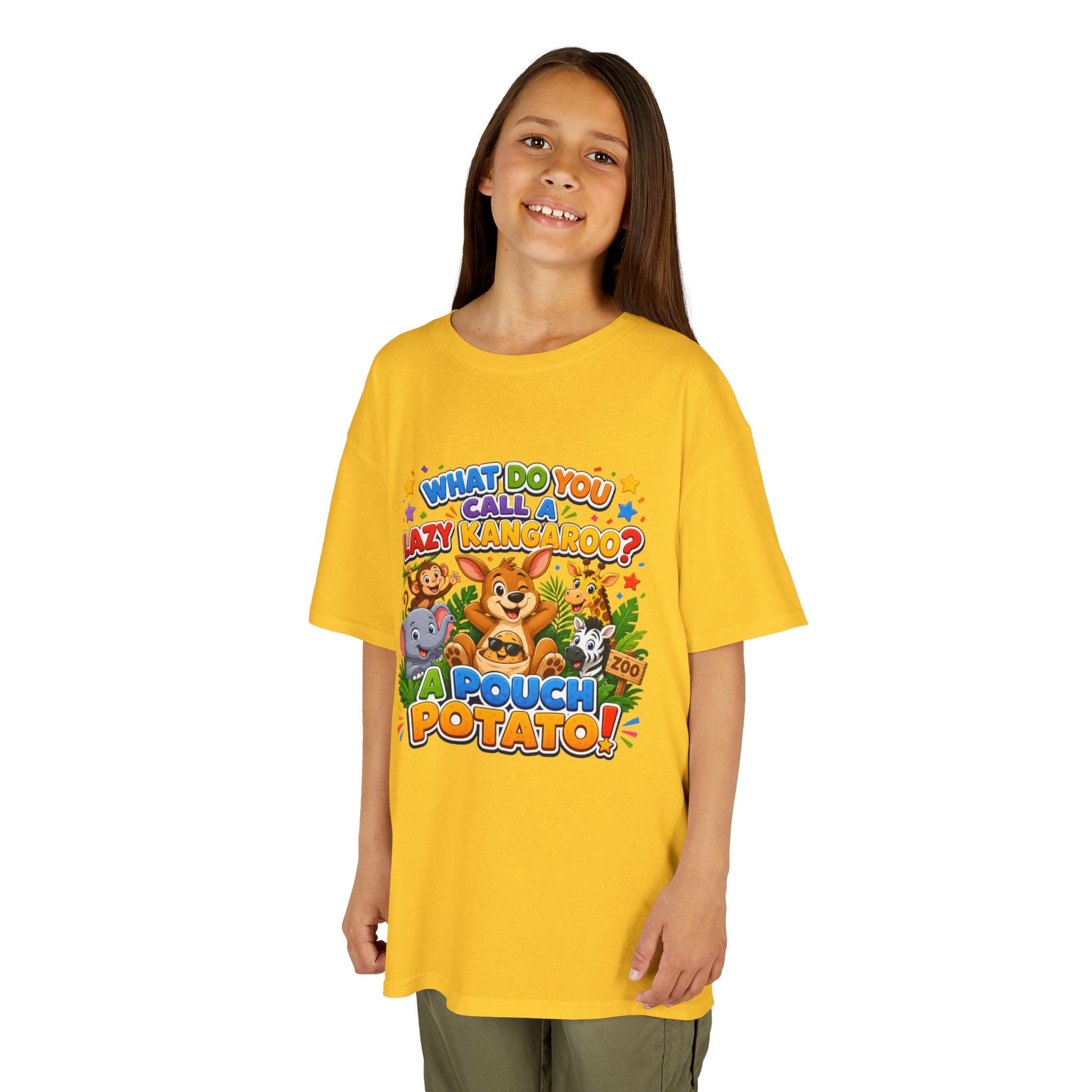 Lazy Kangaroo Pouch Potato Kids T-Shirt | Cute Animal Nursery Tee