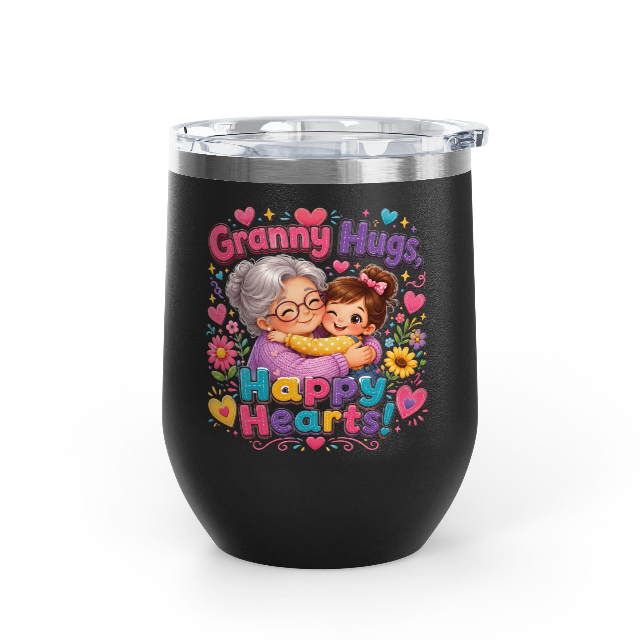 Granny Hugs Happy Hearts 12oz Tumbler — Cute Grandma & Grandchild Gift