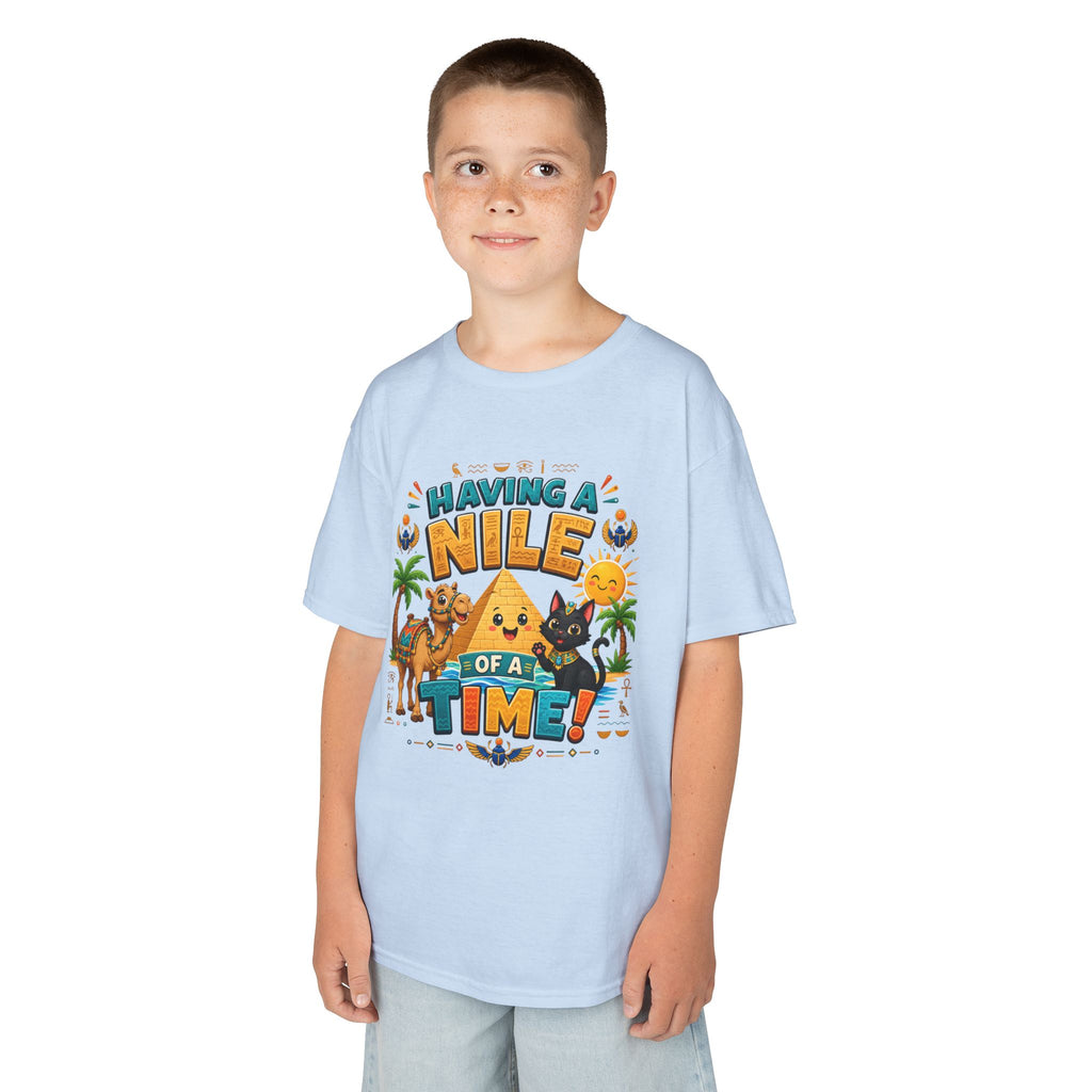 Having a Nile of a Time Kids Tee | Camel Pyramid Desert Cartoon
