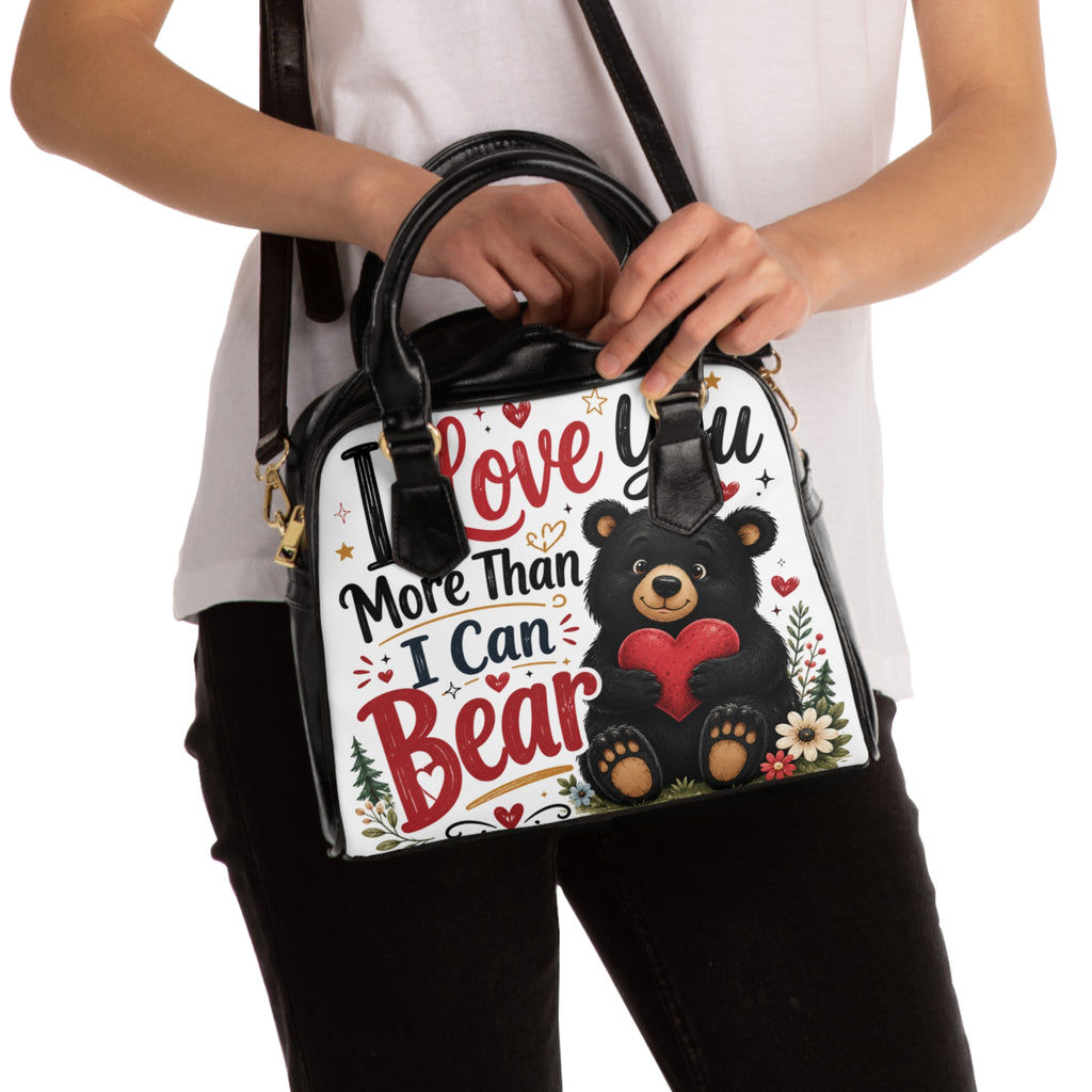 Shoulder Handbag — "Love You More Than I Can Bear" Cute Bear Heart Tote
