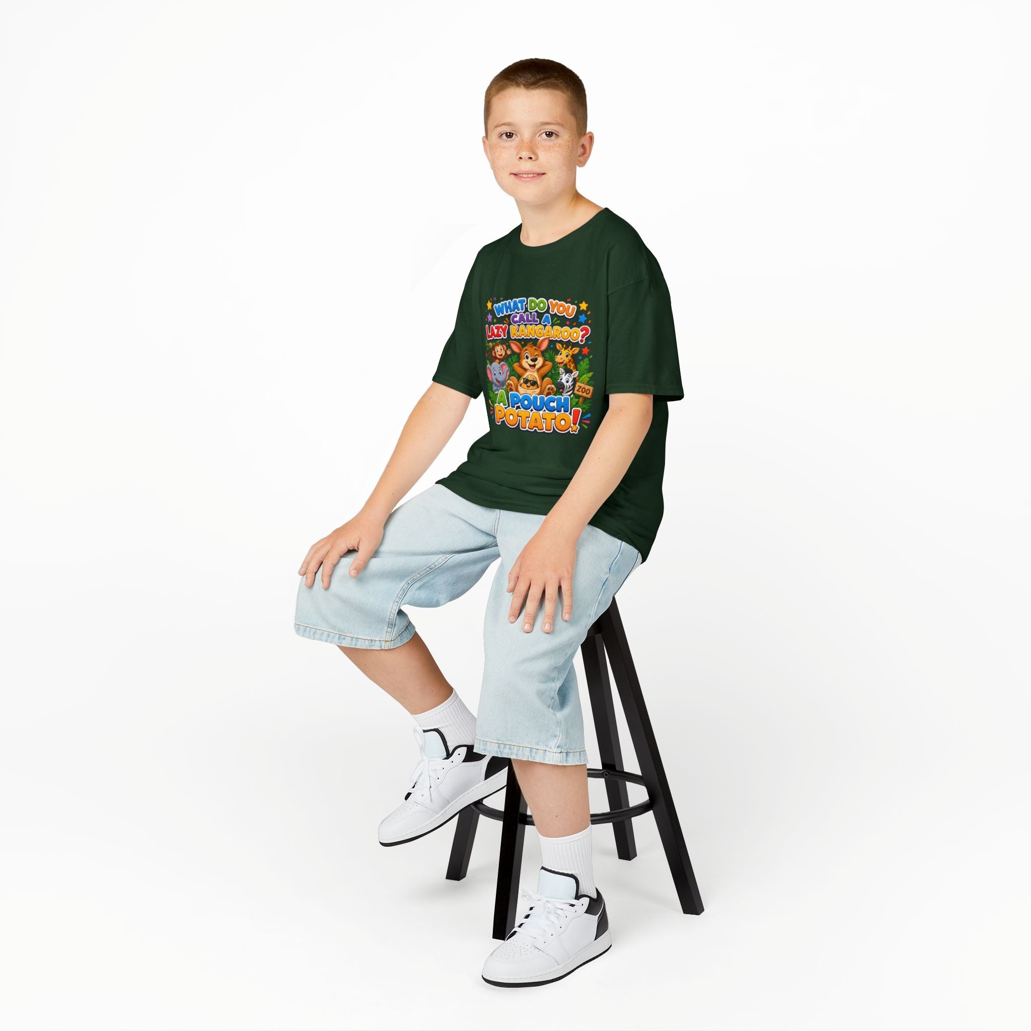 Lazy Kangaroo Pouch Potato Kids T-Shirt | Cute Animal Nursery Tee