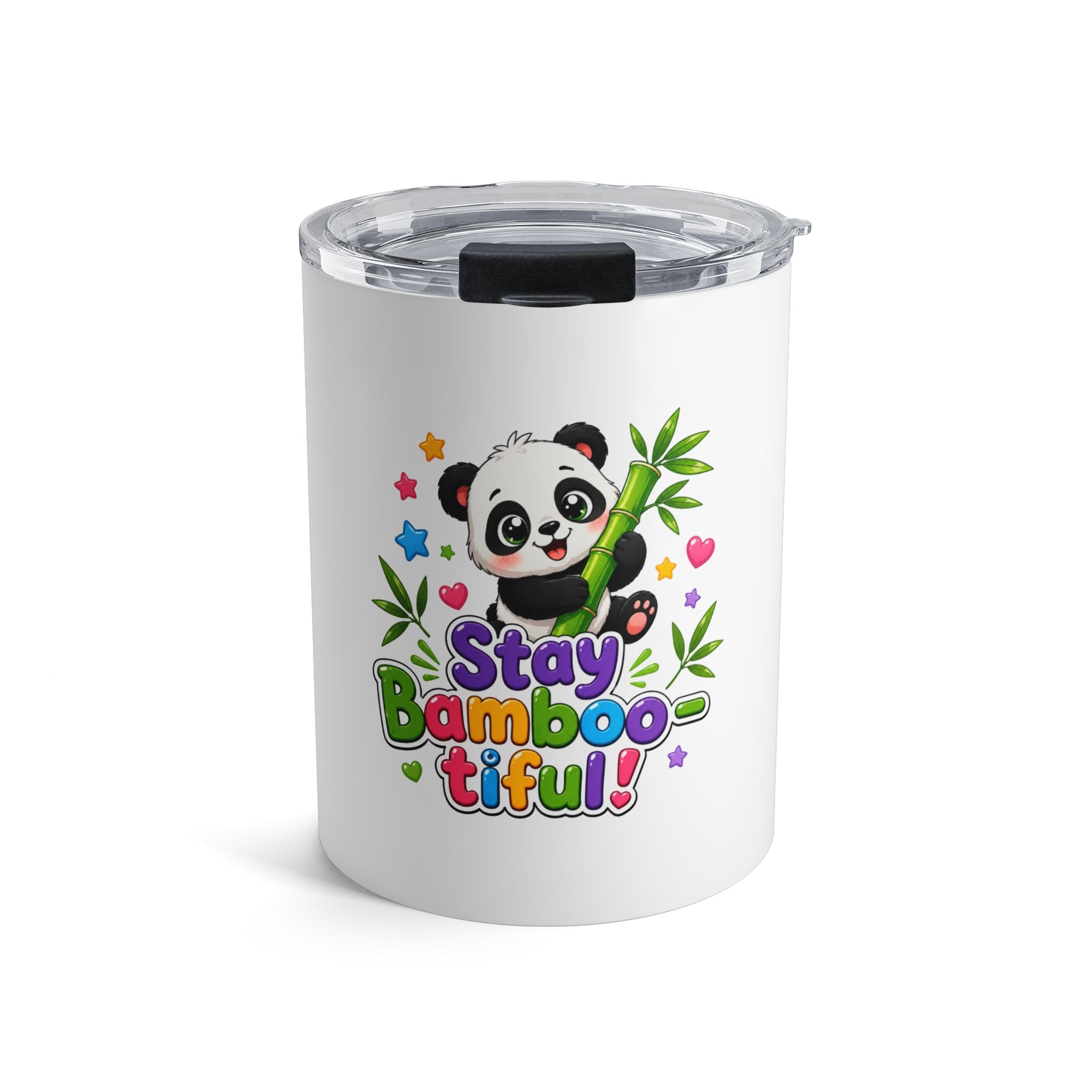 10oz Panda Tumbler - 'Stay Bamboo-tiful' Cute Gift for Kids & Animal Lovers