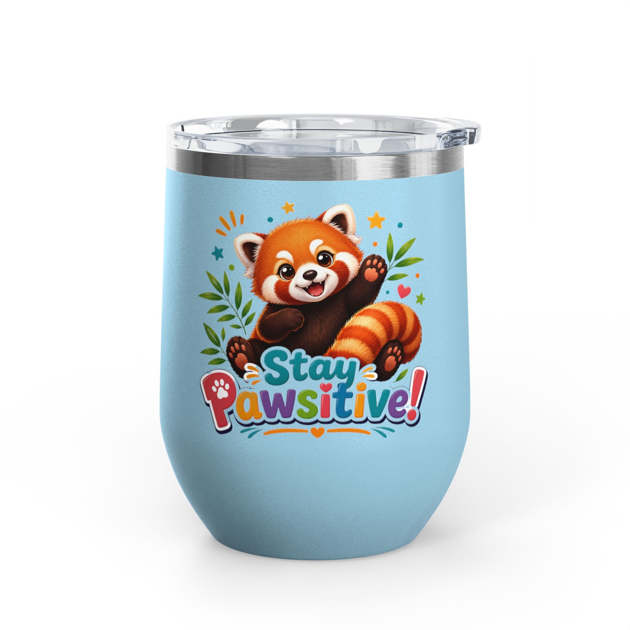 Stay Pawsitive Red Panda Tumbler — 12oz Insulated Cute Animal Gift
