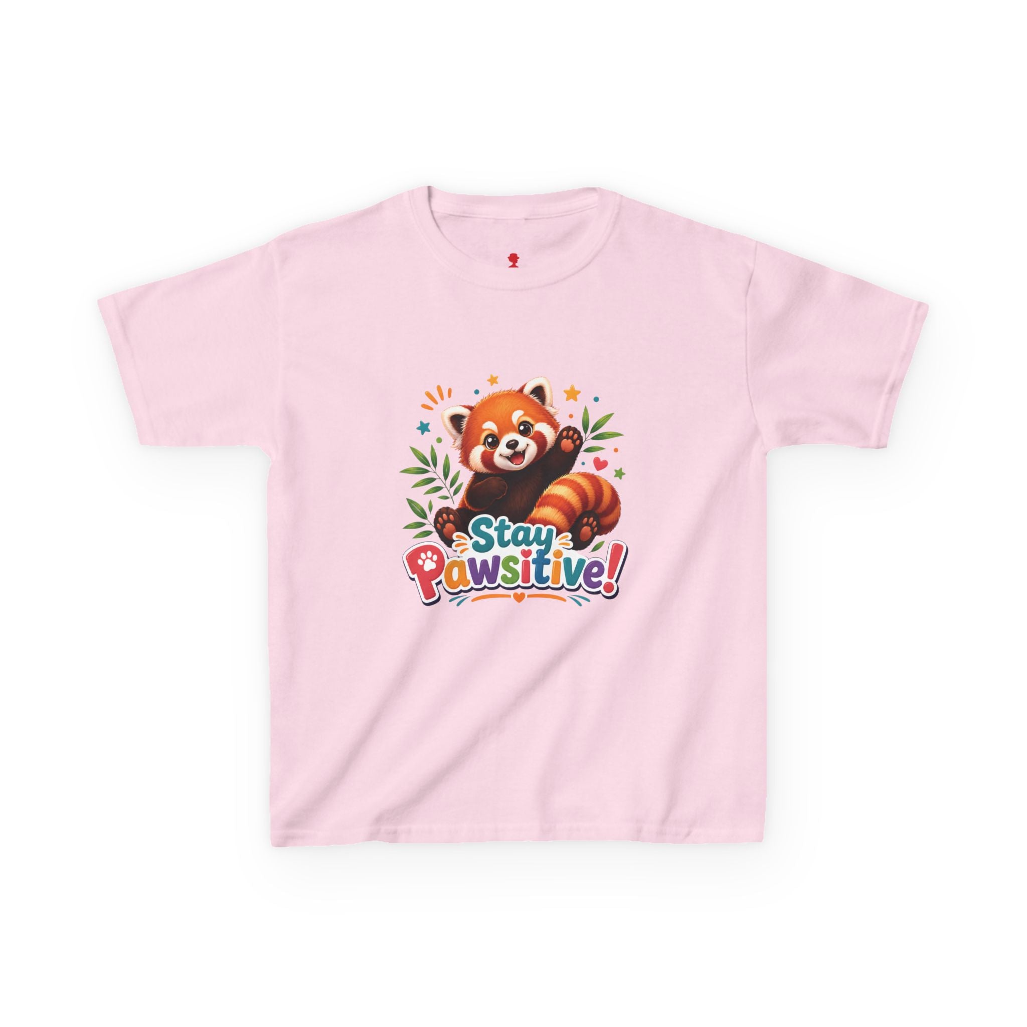 Stay Pawsitive Red Panda Kids Tee | Cute Animal Positive Message
