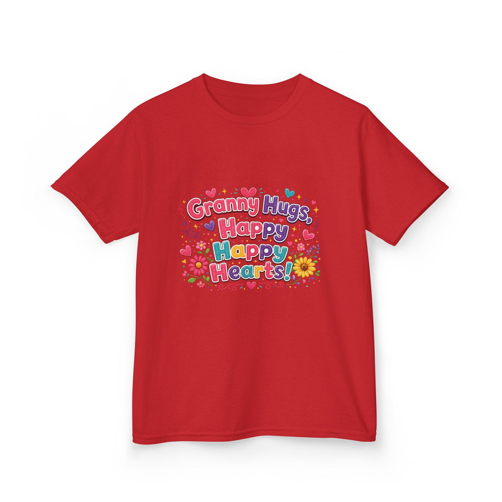 Granny Hugs Happy Hearts Kids Tee | Colorful Floral Kids Shirt