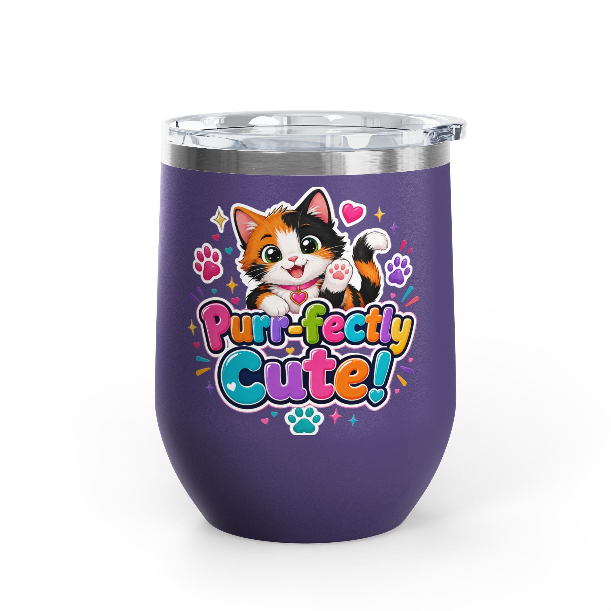 "Purr-fectly Cute!" Cat 12oz Insulated Stainless Steel Tumbler