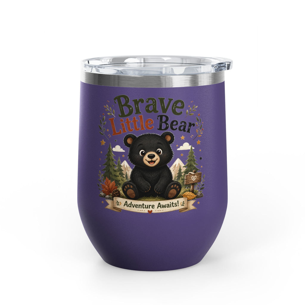 Brave Little Bear 12oz Tumbler — 'Adventure Awaits' Insulated Travel Cup