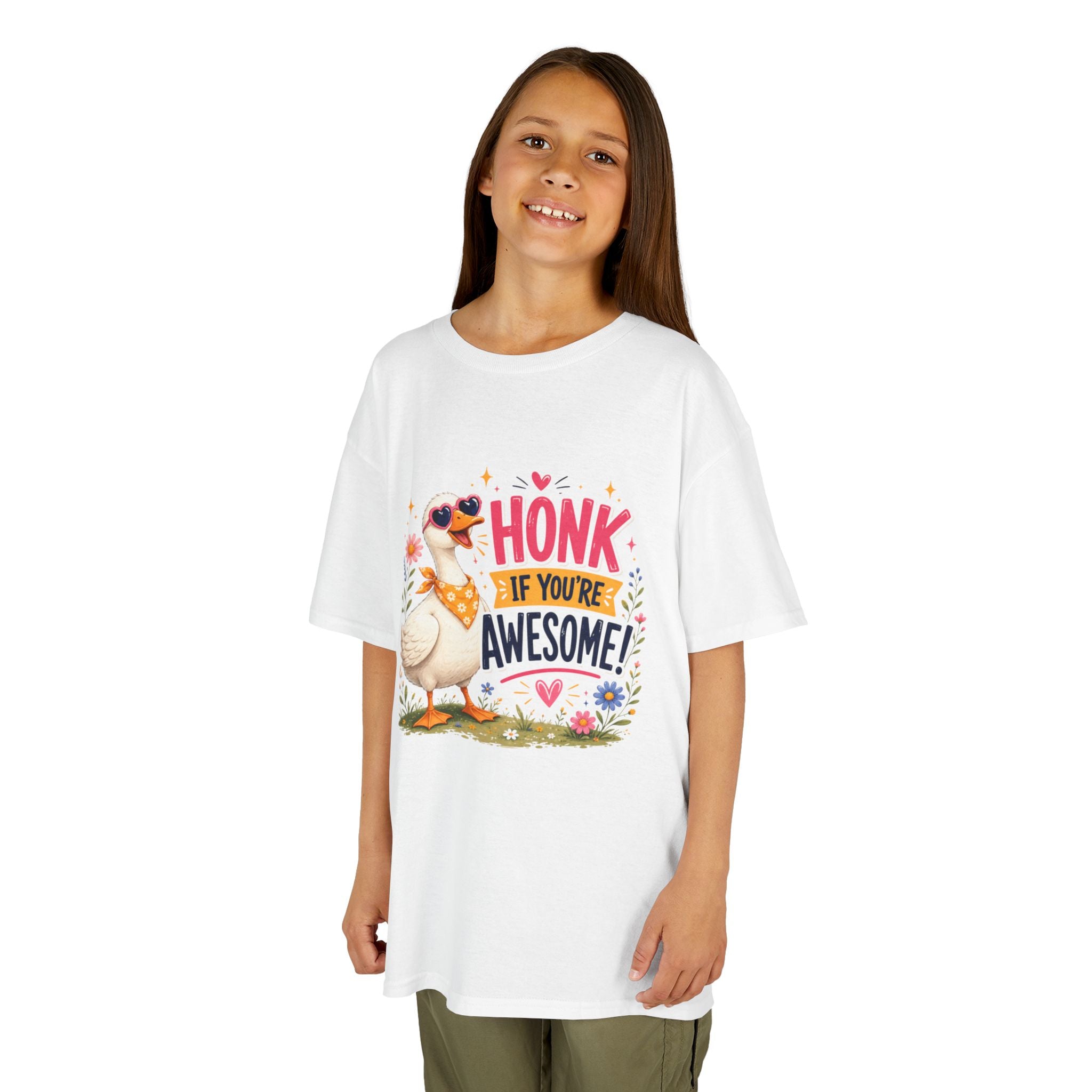 Kids Tee — "Honk If You're Awesome!" Cute Goose Graphic Shirt