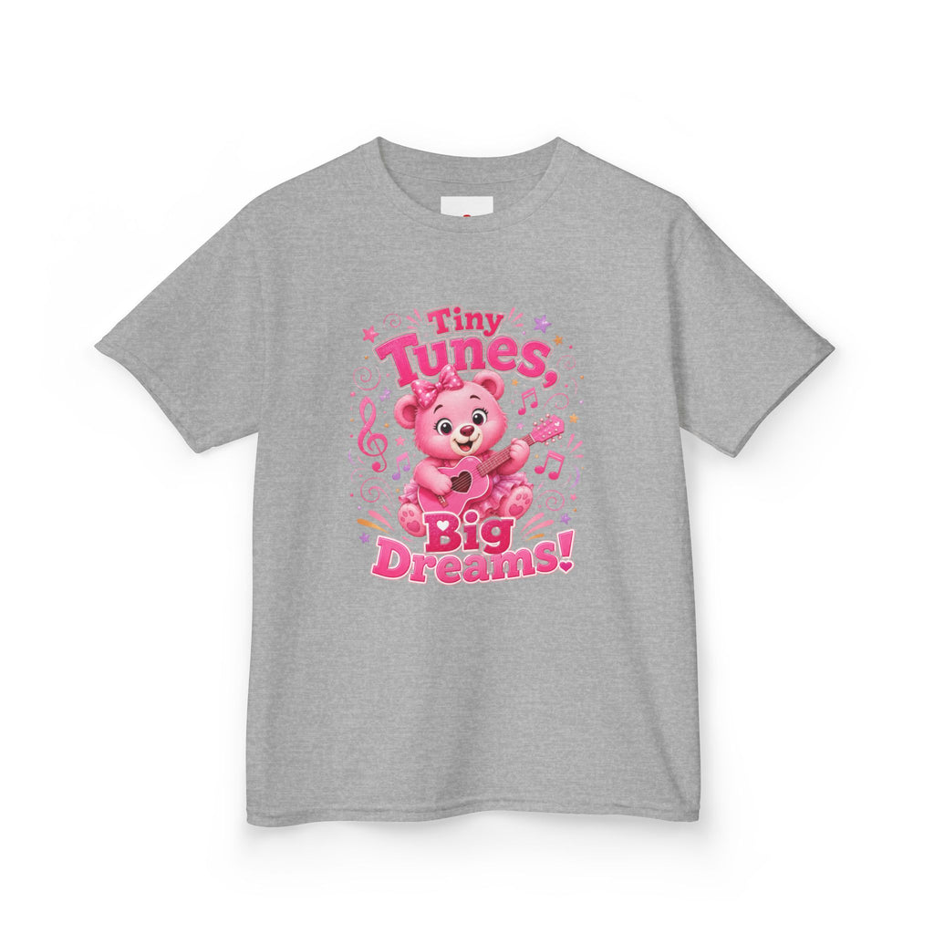 Kids T-Shirt — "Tiny Tunes, Big Dreams" Cute Pink Bear Music Tee