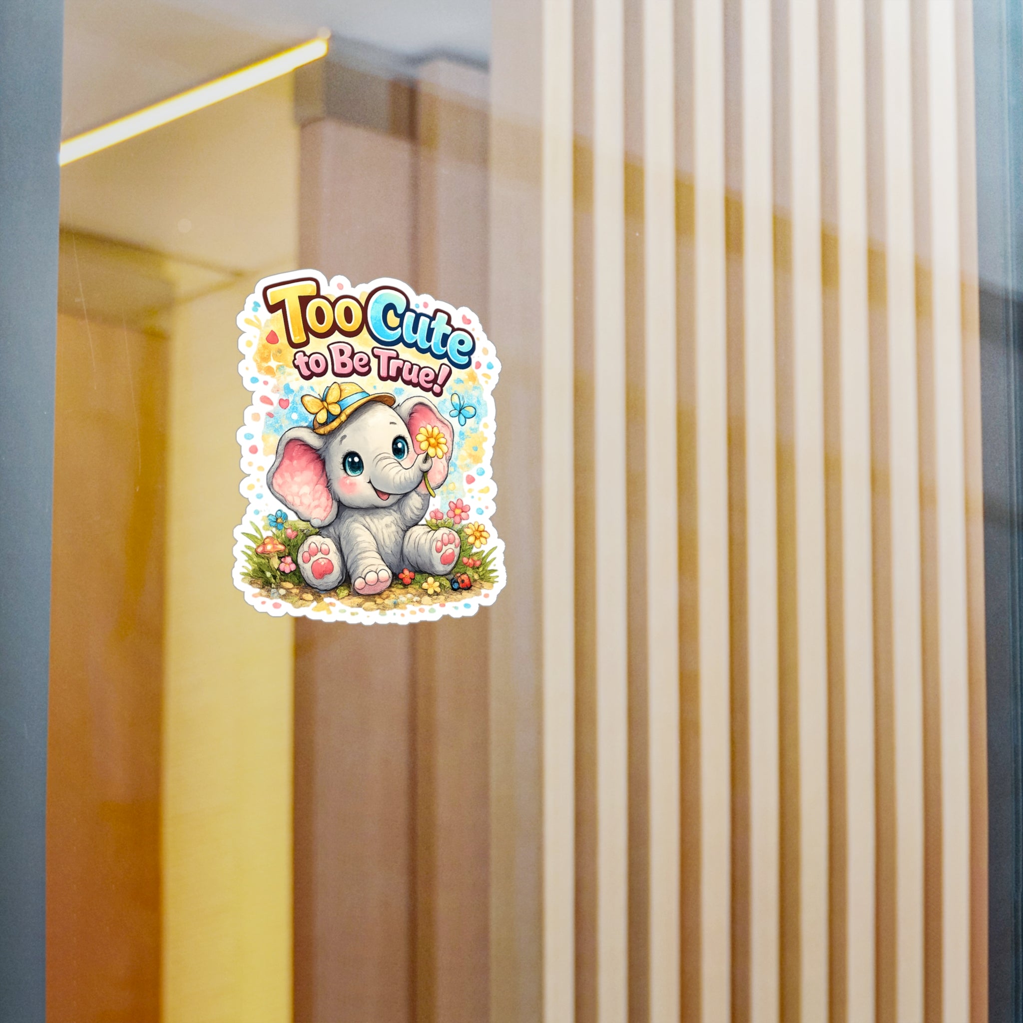 Too Cute to Be True! Elephant Kiss-Cut Vinyl Decal