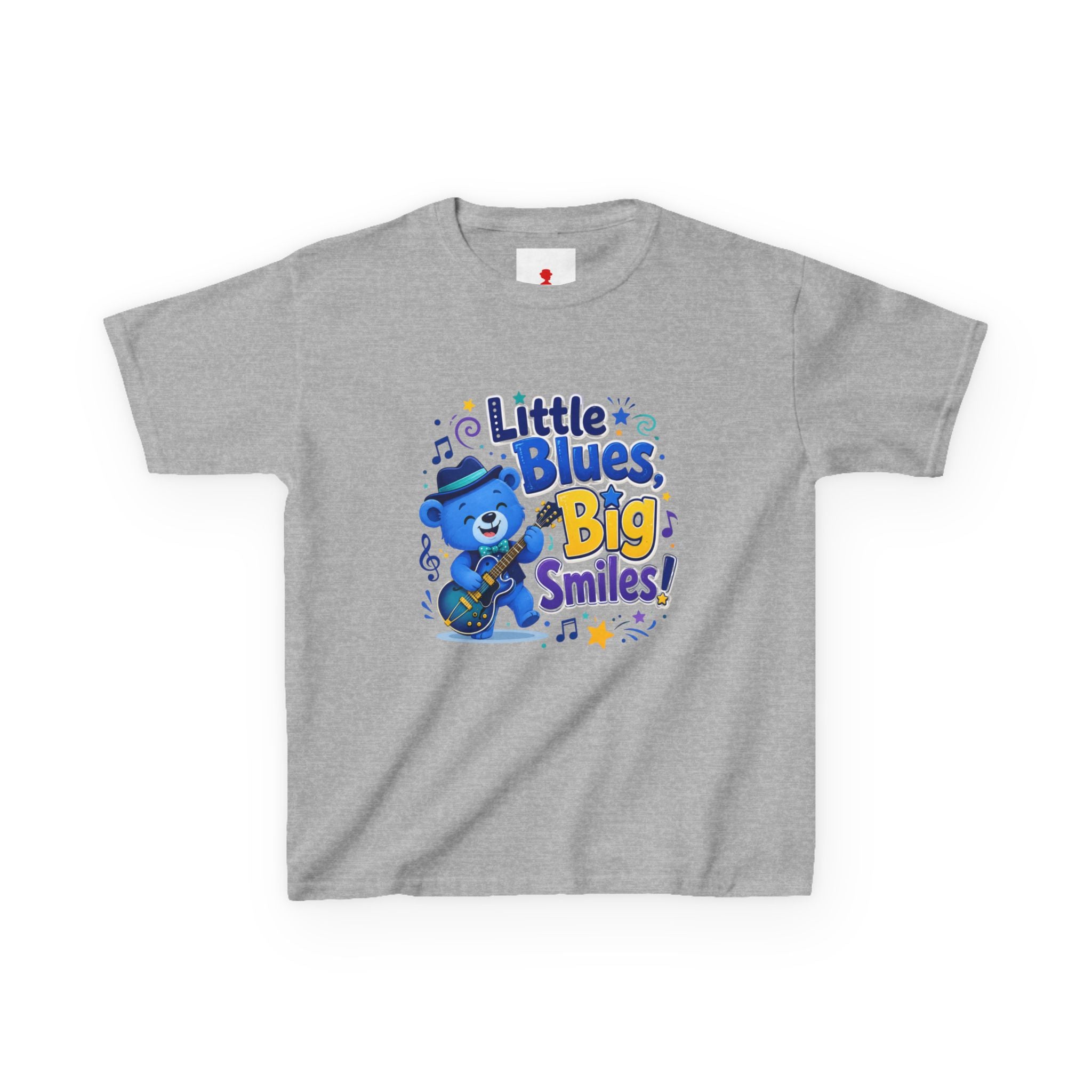 Kids Tee — "Little Blues, Big Smiles!" Guitar-Bear Graphic