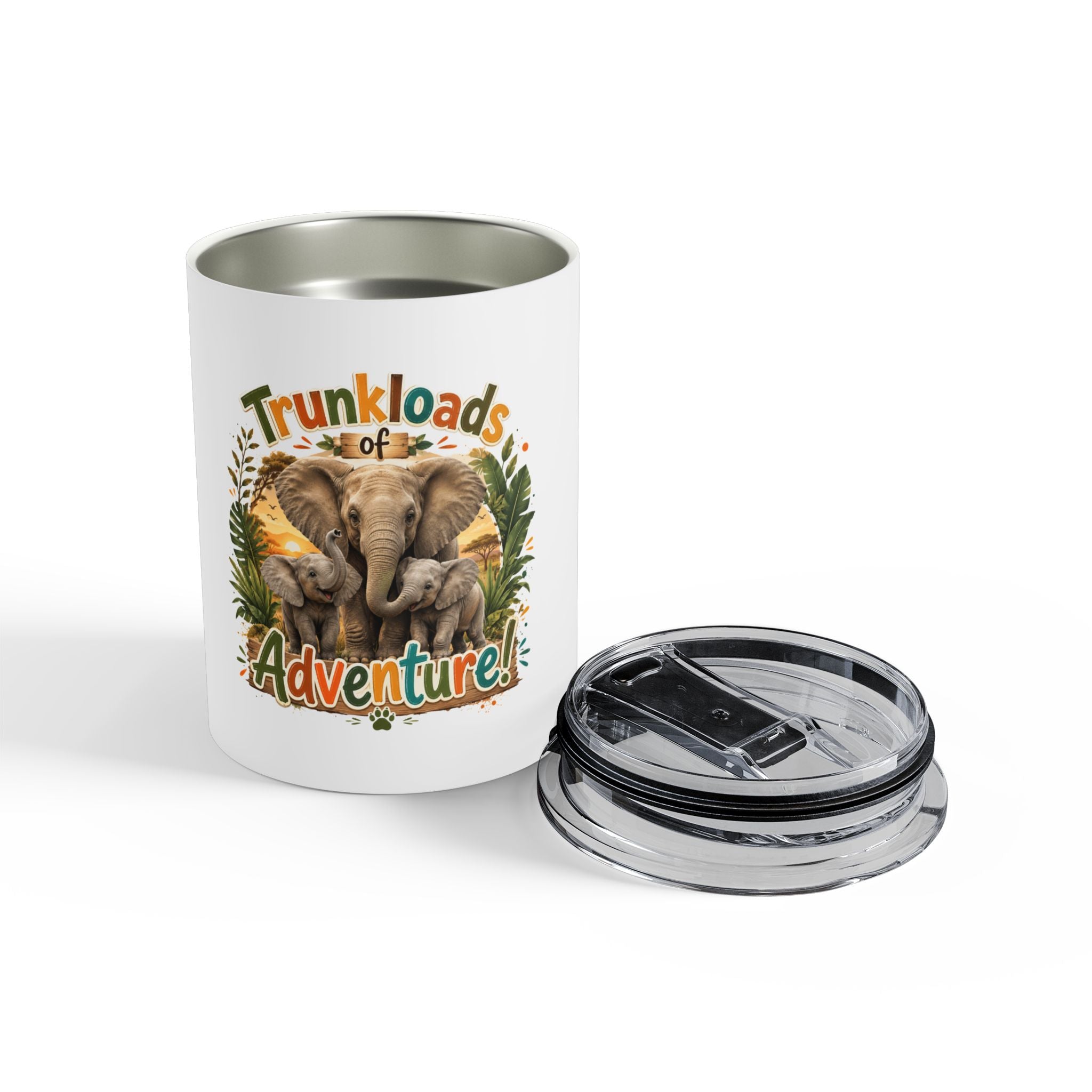 10oz Adventure Tumbler — "Trunkloads of Adventure" Elephant Travel Cup