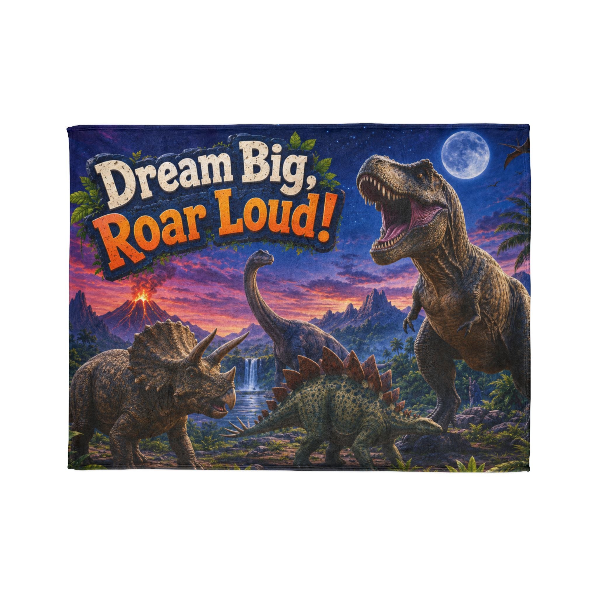 Dream Big Roar Loud! Dinosaur Blanket — Kids Cozy Plush Throw