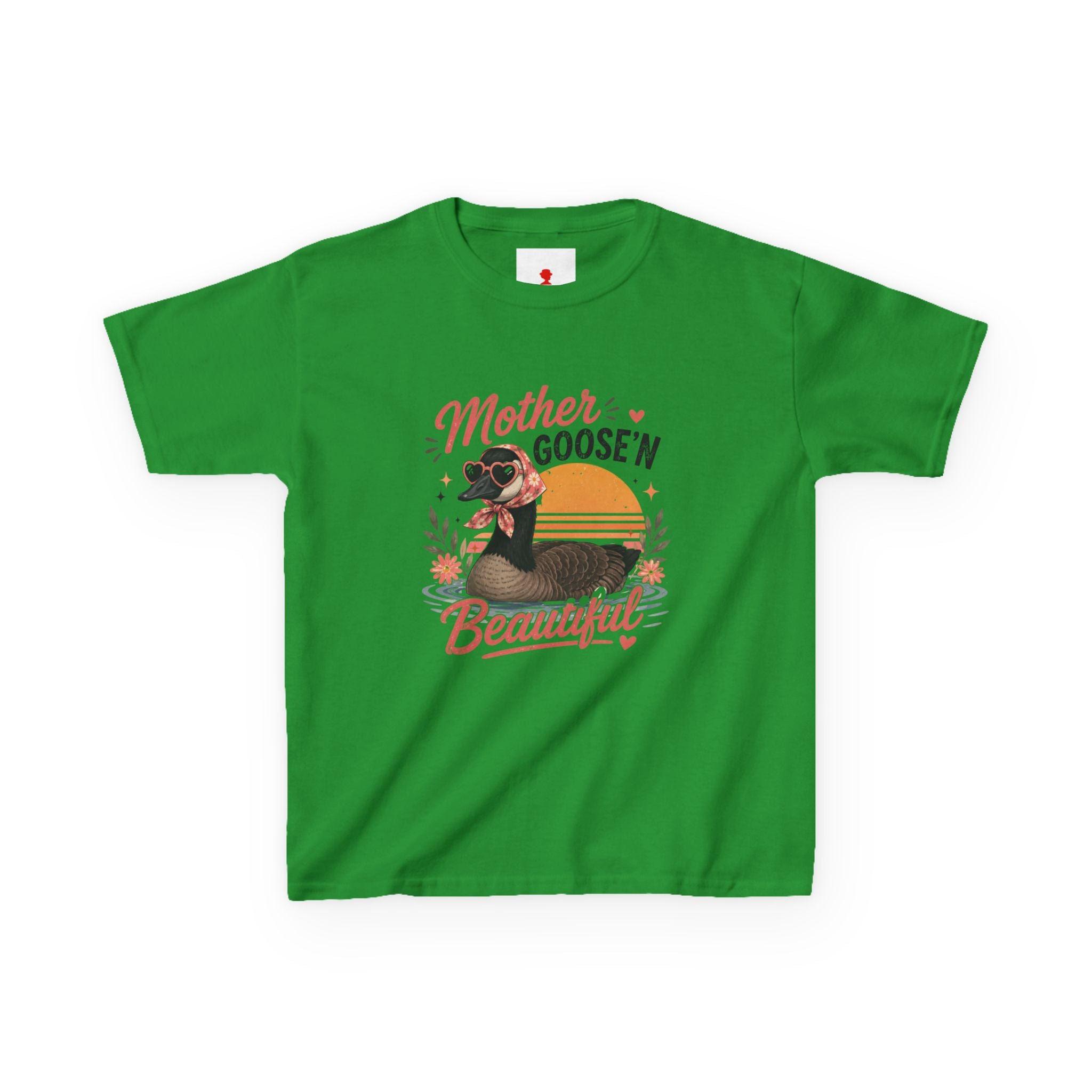 Kids Tee — "Mother Goose'n Beautiful" Cute Vintage Goose Graphic