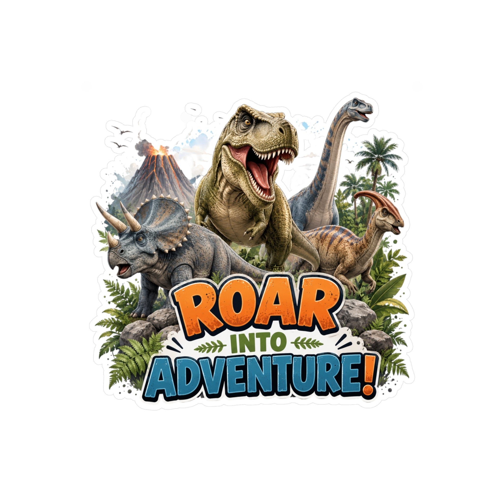 Roar Into Adventure! Dinosaur Kiss-Cut Vinyl Sticker