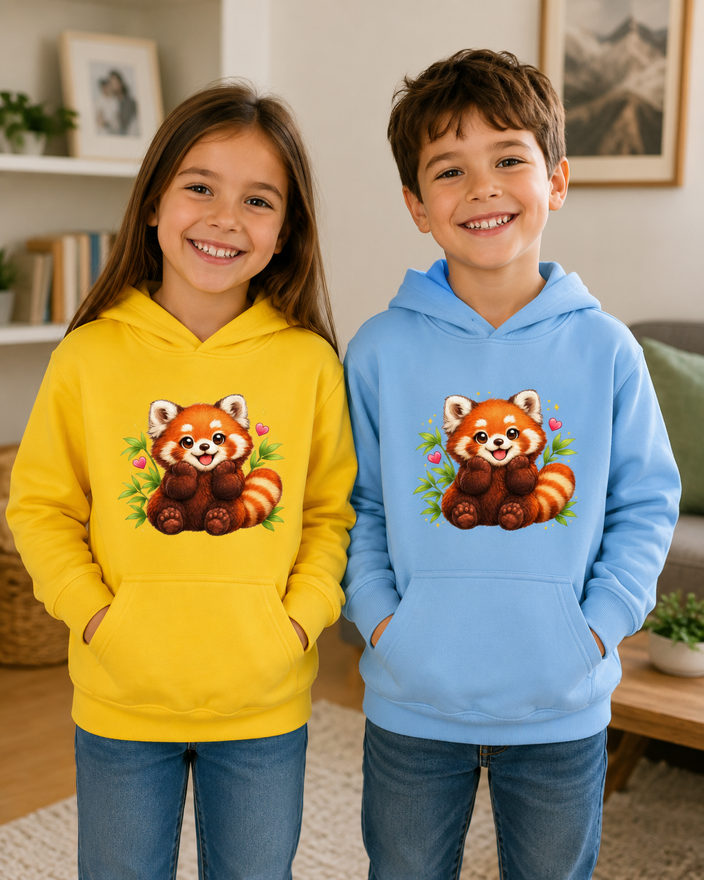 Kids Hoodie — Cute Smiling Red Panda Graphic Hoodie for Children