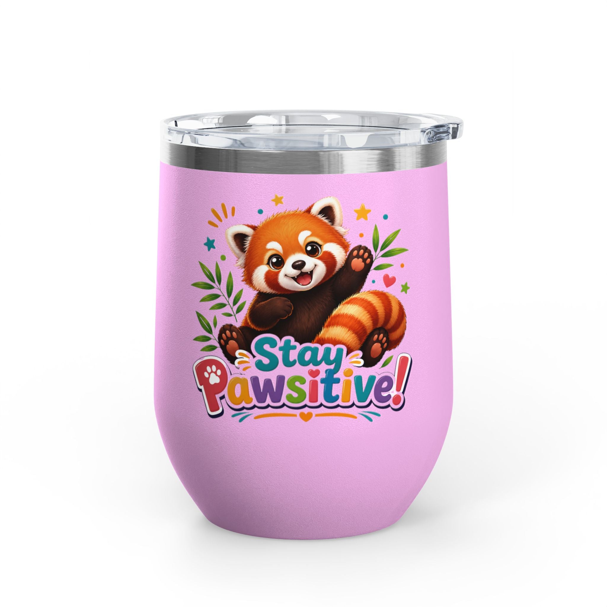Stay Pawsitive Red Panda Tumbler — 12oz Insulated Cute Animal Gift