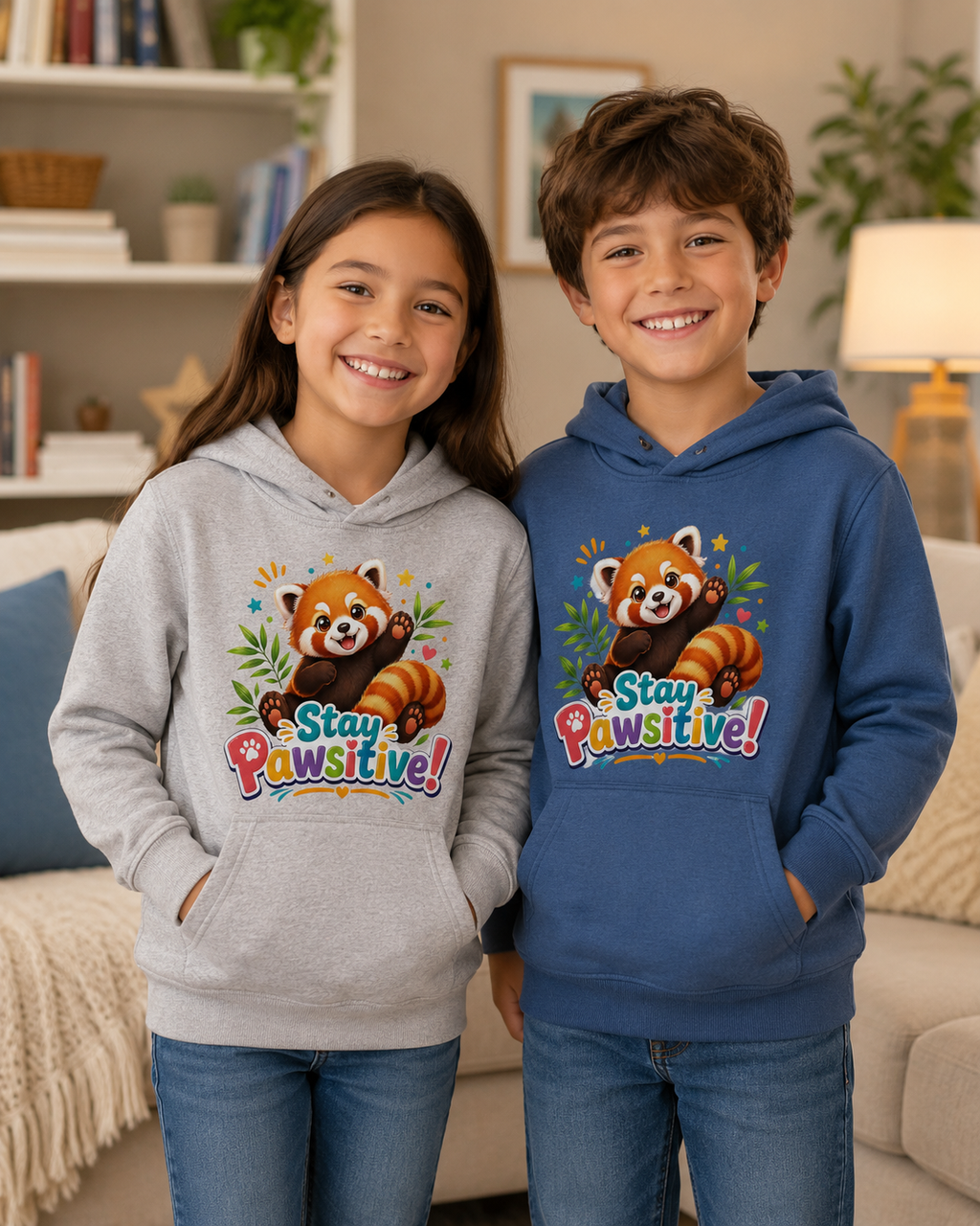 Red Panda 'Stay Pawsitive' Hoodie | Kids Animal Cute Motivational Sweatshirt