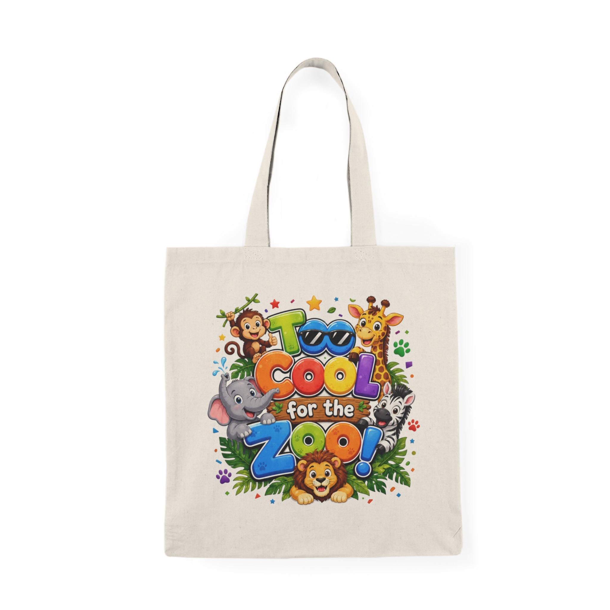 Too Cool for the Zoo Tote Bag — Kids' Cute Animal Canvas Shopper