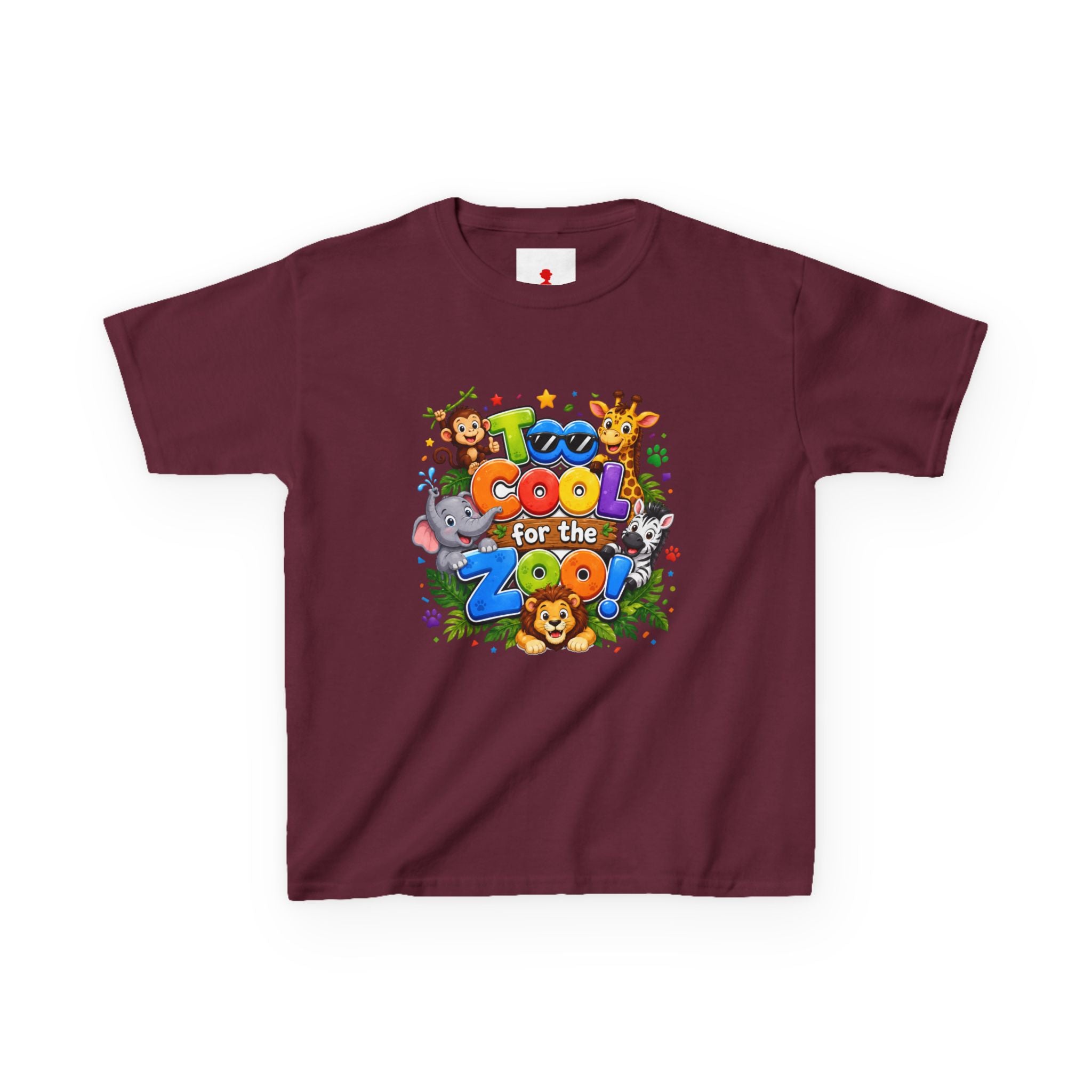 Kids Tee — "Too Cool for the Zoo" Colorful Animal Graphic