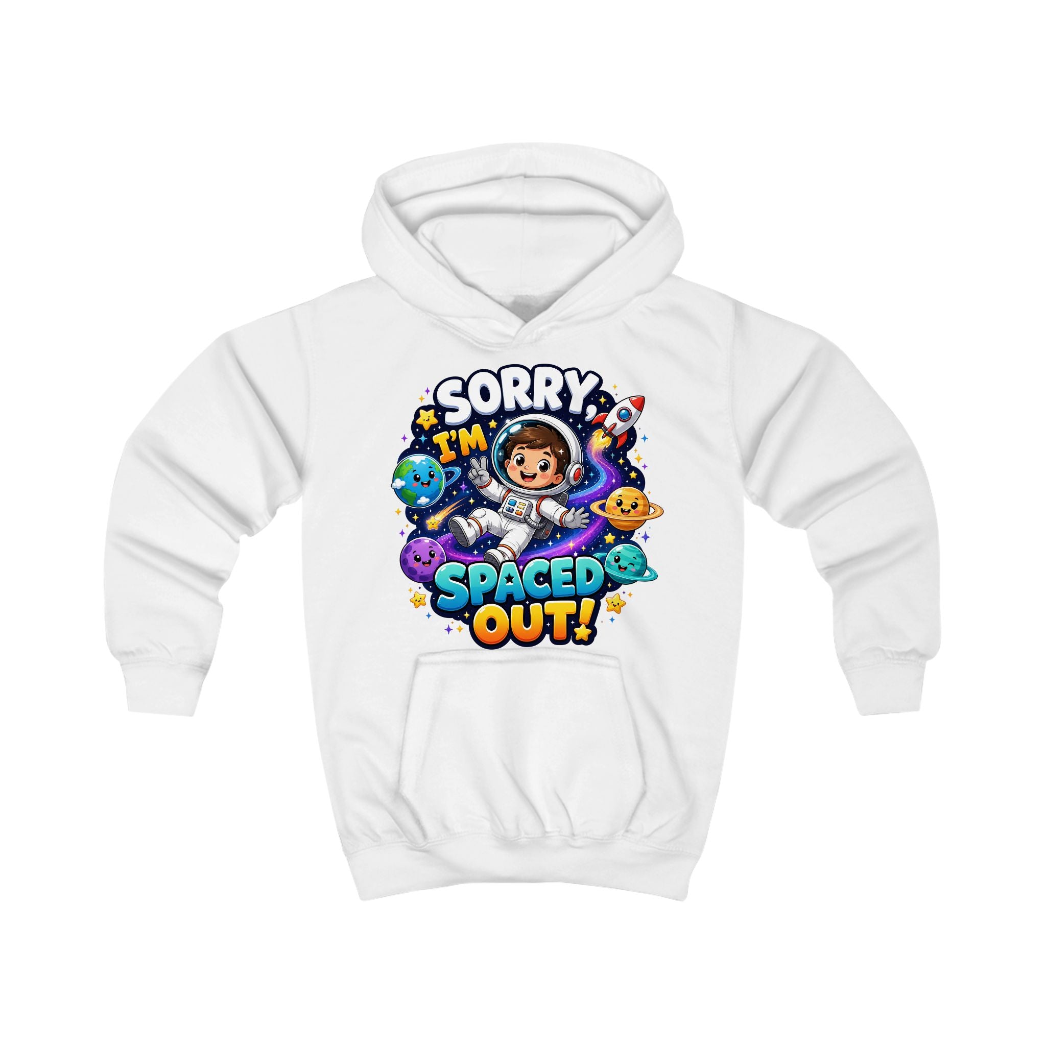Sorry I’m Spaced Out Kids Hoodie — Cute Space Astronaut Sweatshirt for Children