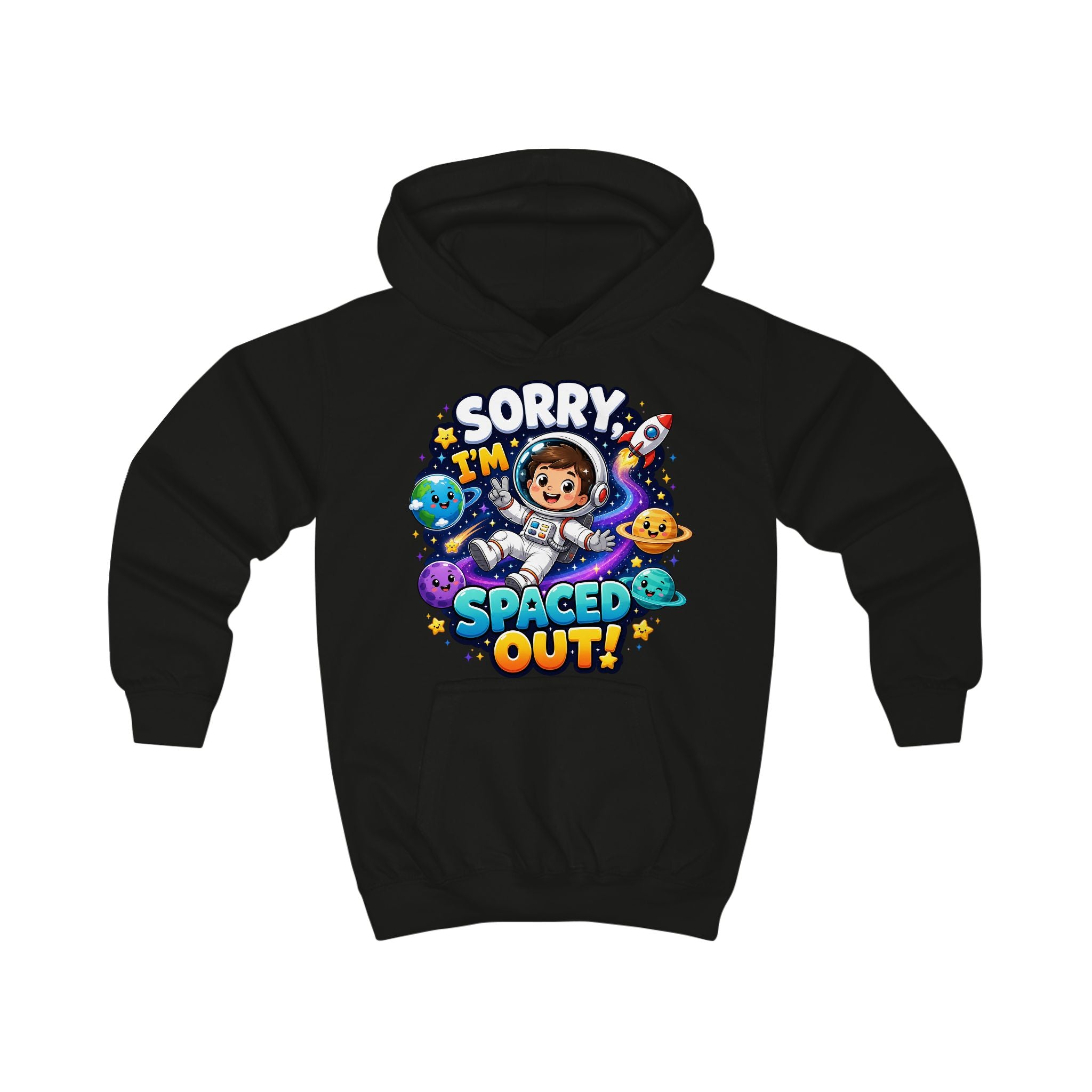 Sorry I’m Spaced Out Kids Hoodie — Cute Space Astronaut Sweatshirt for Children