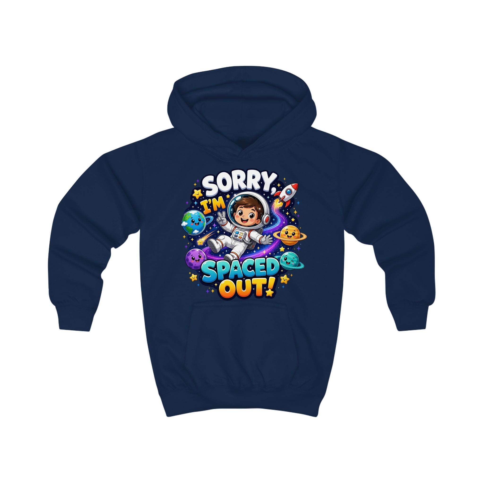 Sorry I’m Spaced Out Kids Hoodie — Cute Space Astronaut Sweatshirt for Children