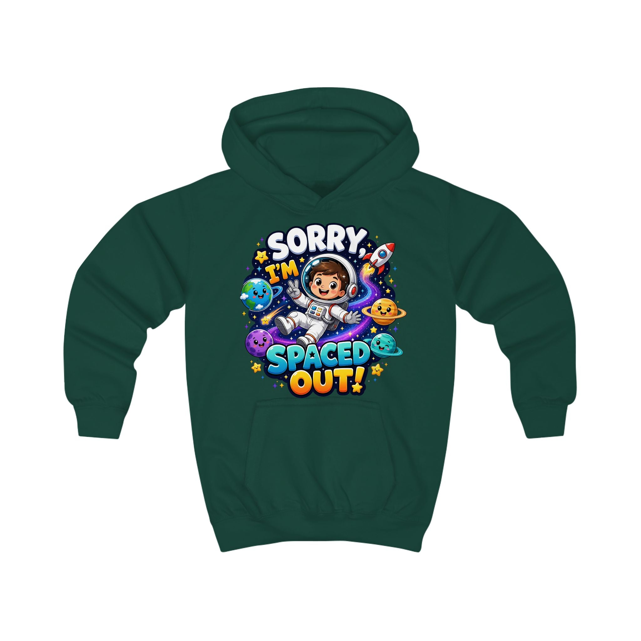 Sorry I’m Spaced Out Kids Hoodie — Cute Space Astronaut Sweatshirt for Children