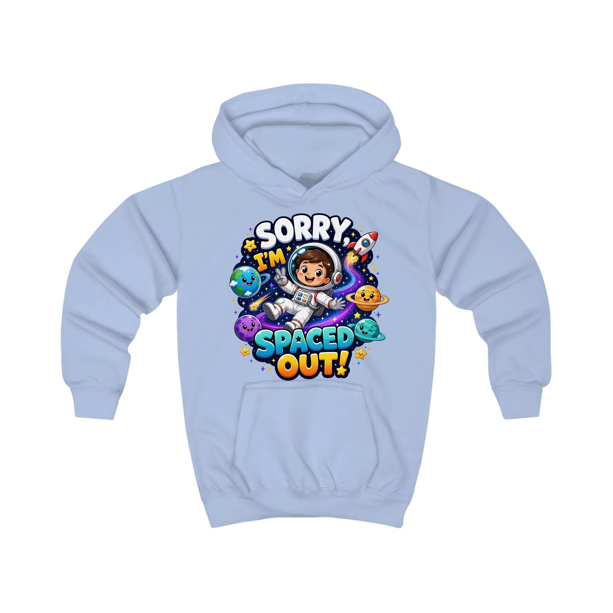 Sorry I’m Spaced Out Kids Hoodie — Cute Space Astronaut Sweatshirt for Children