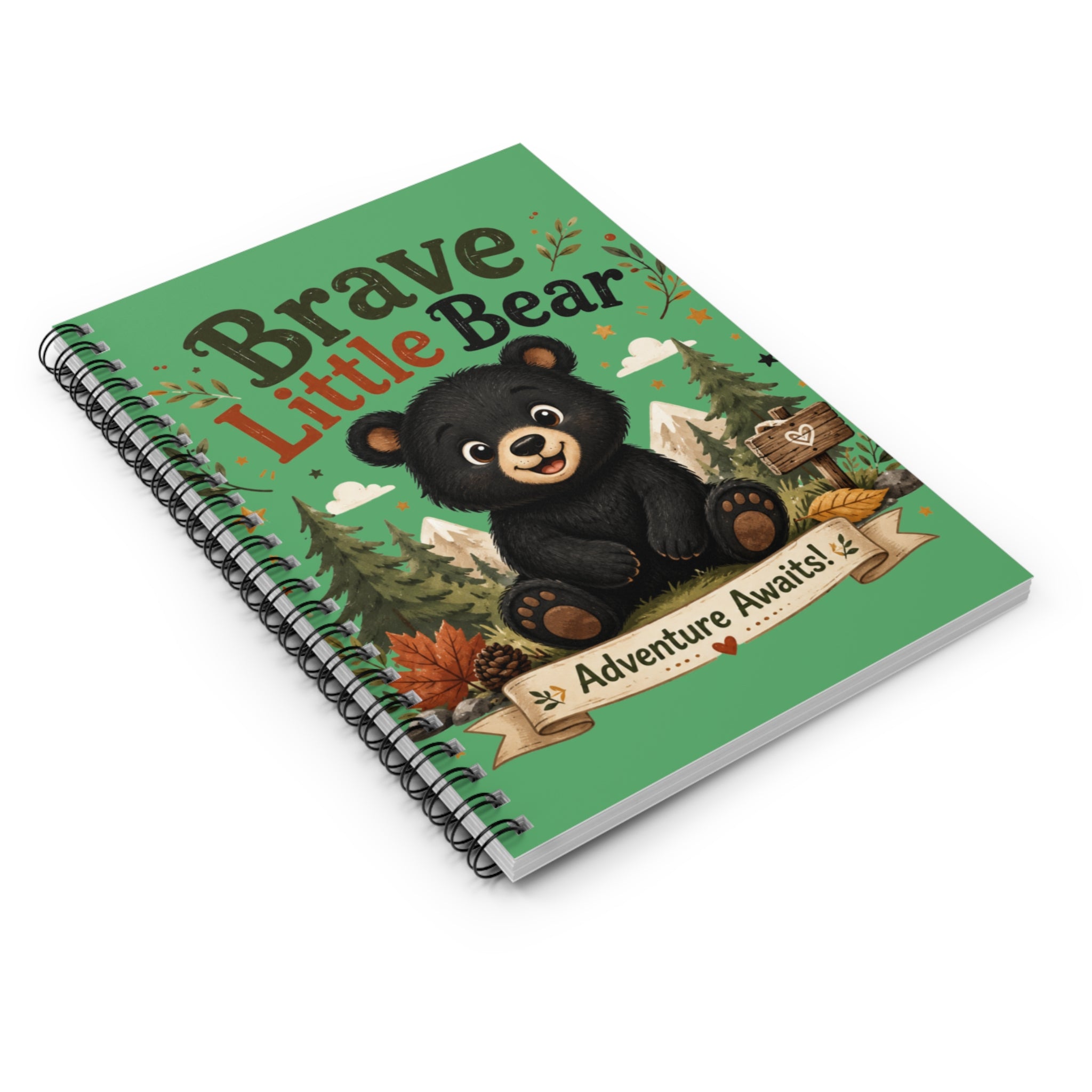 Brave Little Bear Spiral Notebook — 'Adventure Awaits' Ruled Journal for Kids
