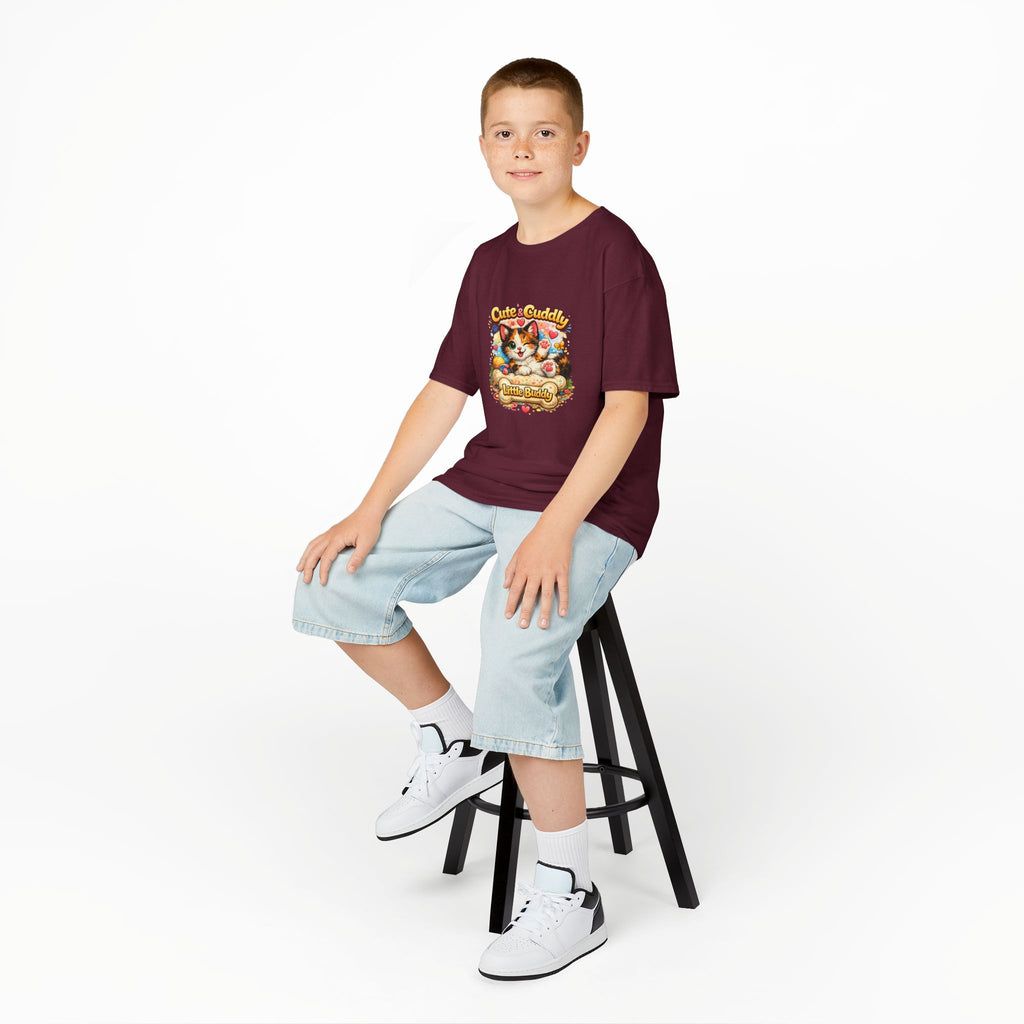 Kids T-Shirt — "Cute & Cuddly Little Buddy" Cat Graphic Tee