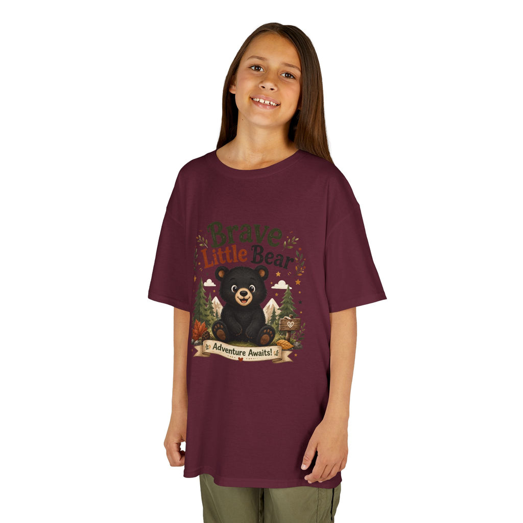 Kids Tee — "Brave Little Bear" Adventure Graphic Shirt