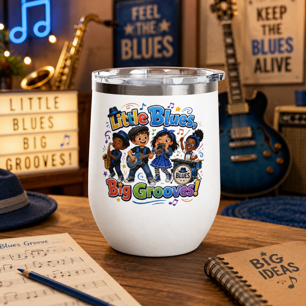 "Little Blues, Big Grooves!" Kids Band Insulated 12oz