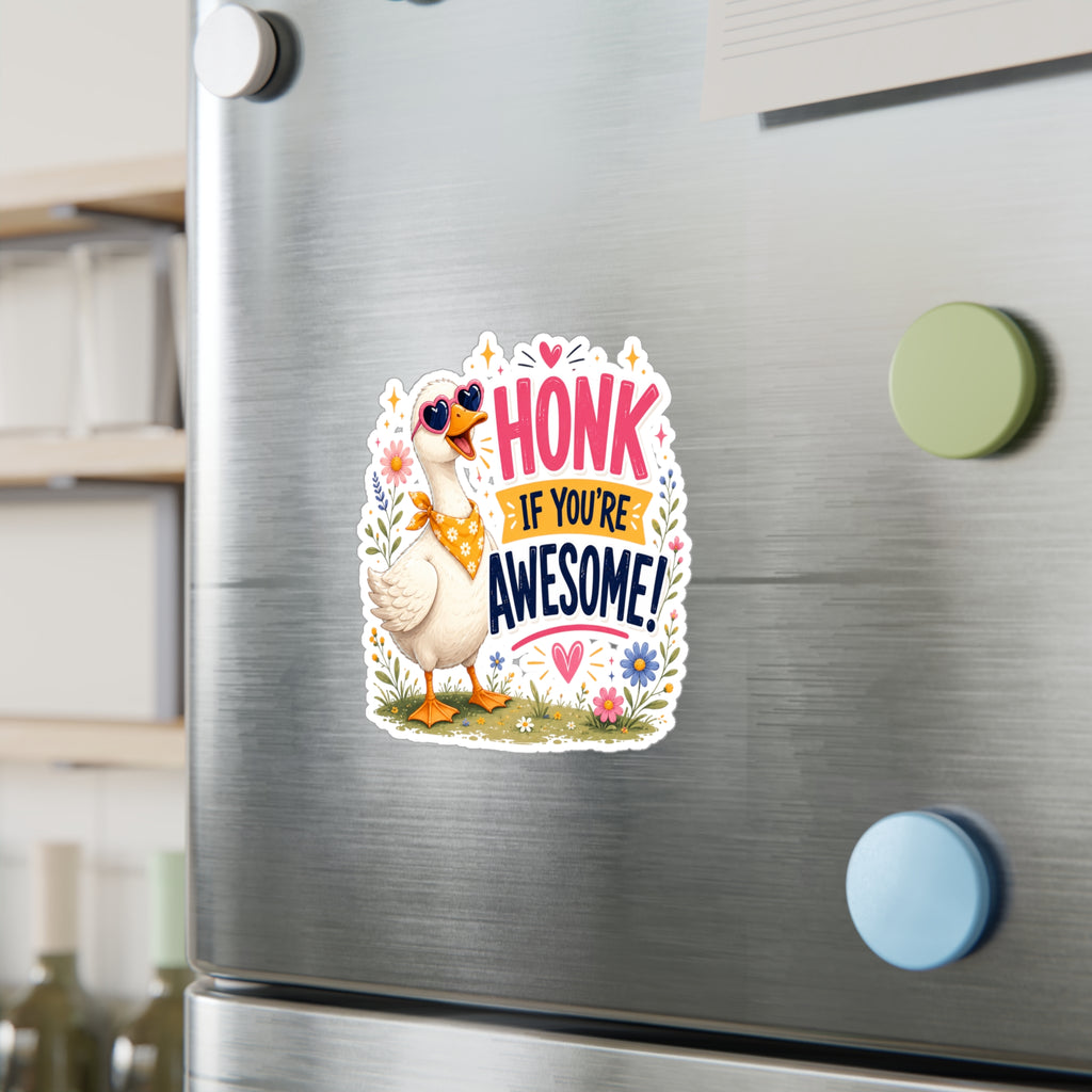 Sticker — "Honk If You’re Awesome" Cute Goose Vinyl Decal