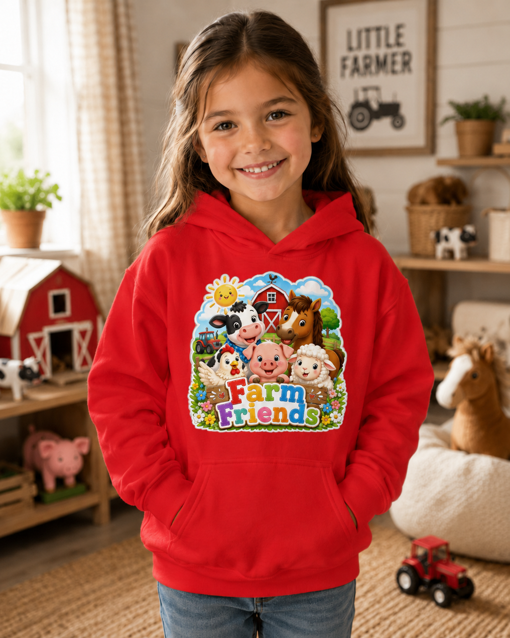 Kids Hoodie — Cute "Farm Friends" Animal Graphic Pullover for Toddlers & Children