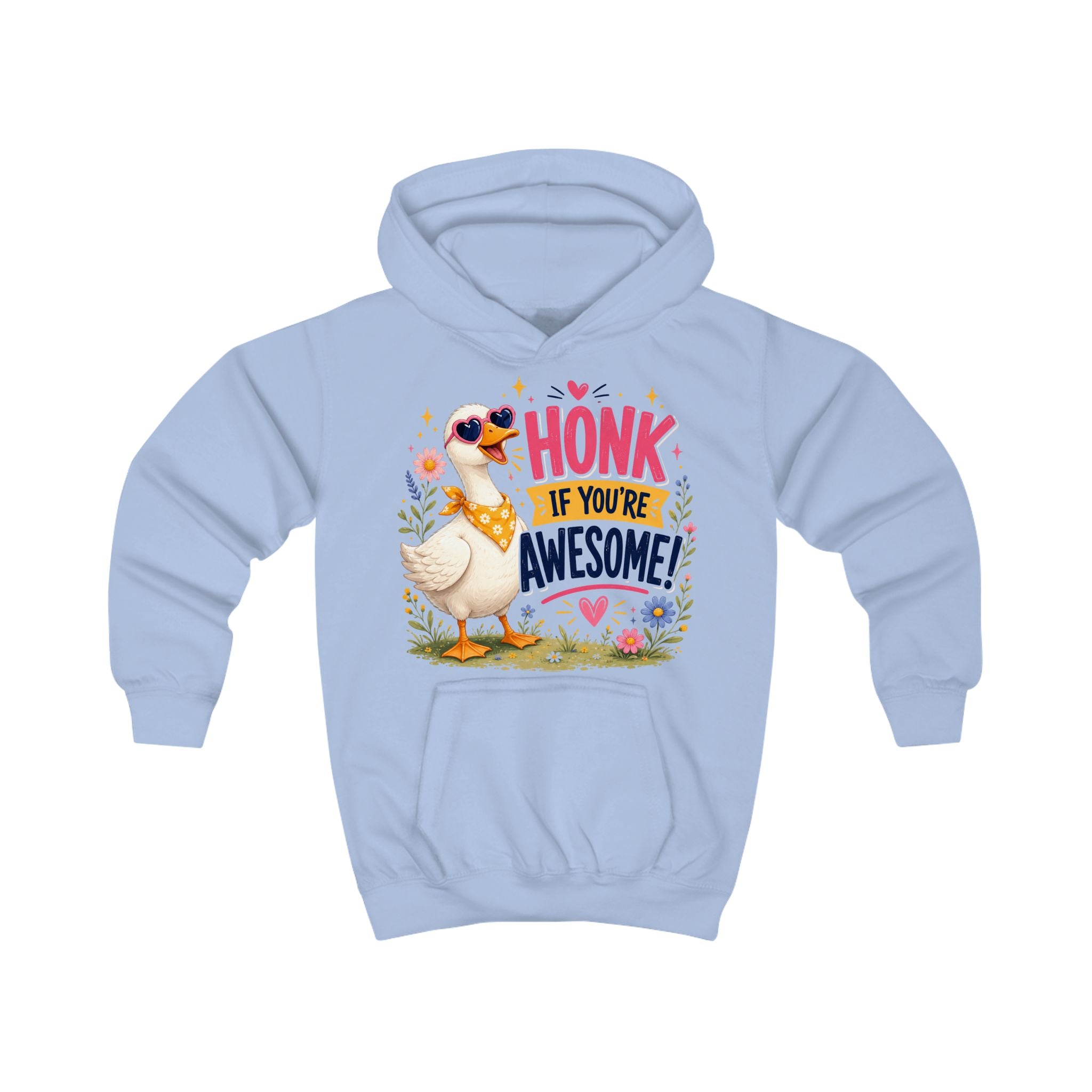Kids Hoodie — "Honk If You're Awesome" Cute Goose Pullover for Children
