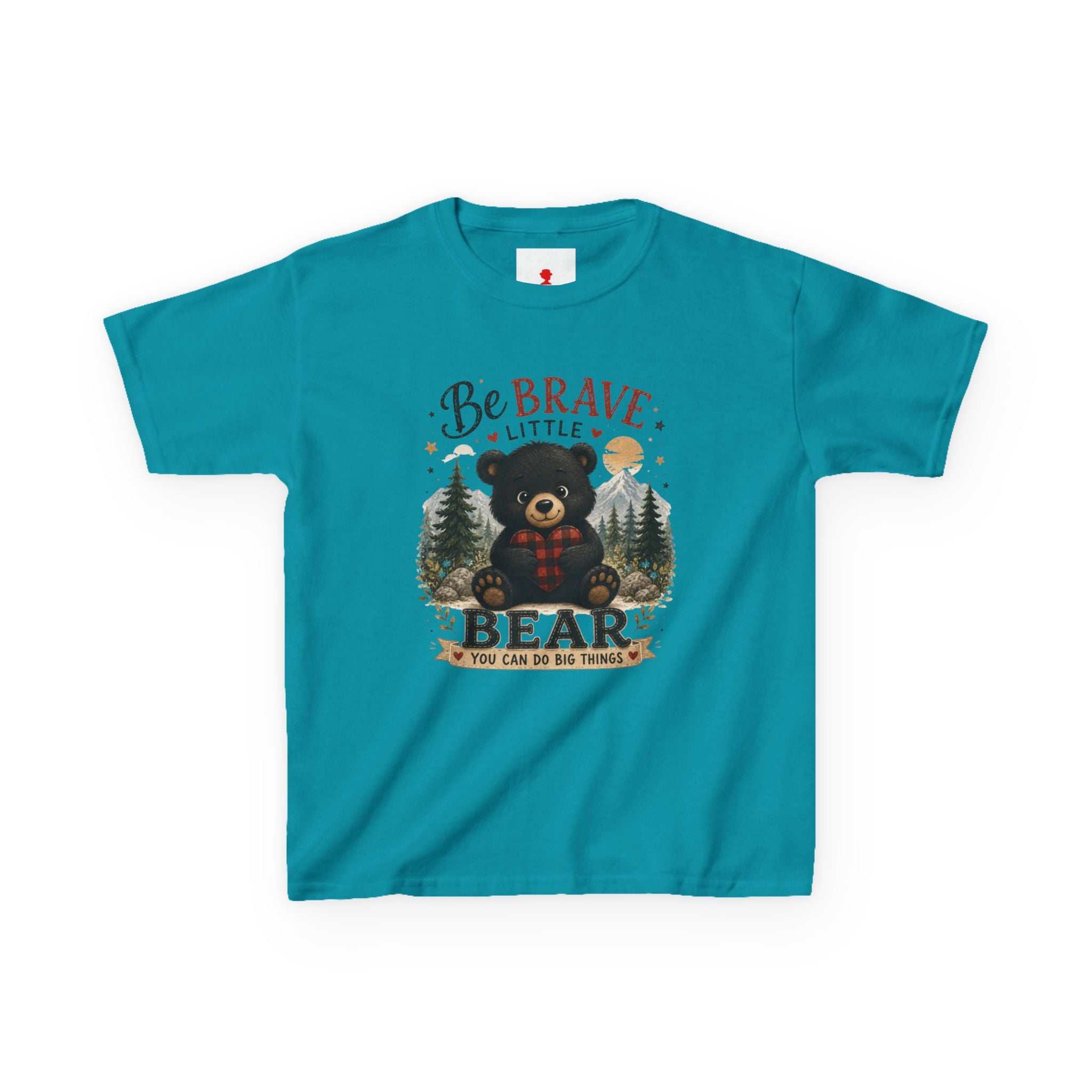 Kids T‑Shirt — "Be Brave Little Bear" Cute Woodland Bear Tee for Children, Inspirational Adventure Gift